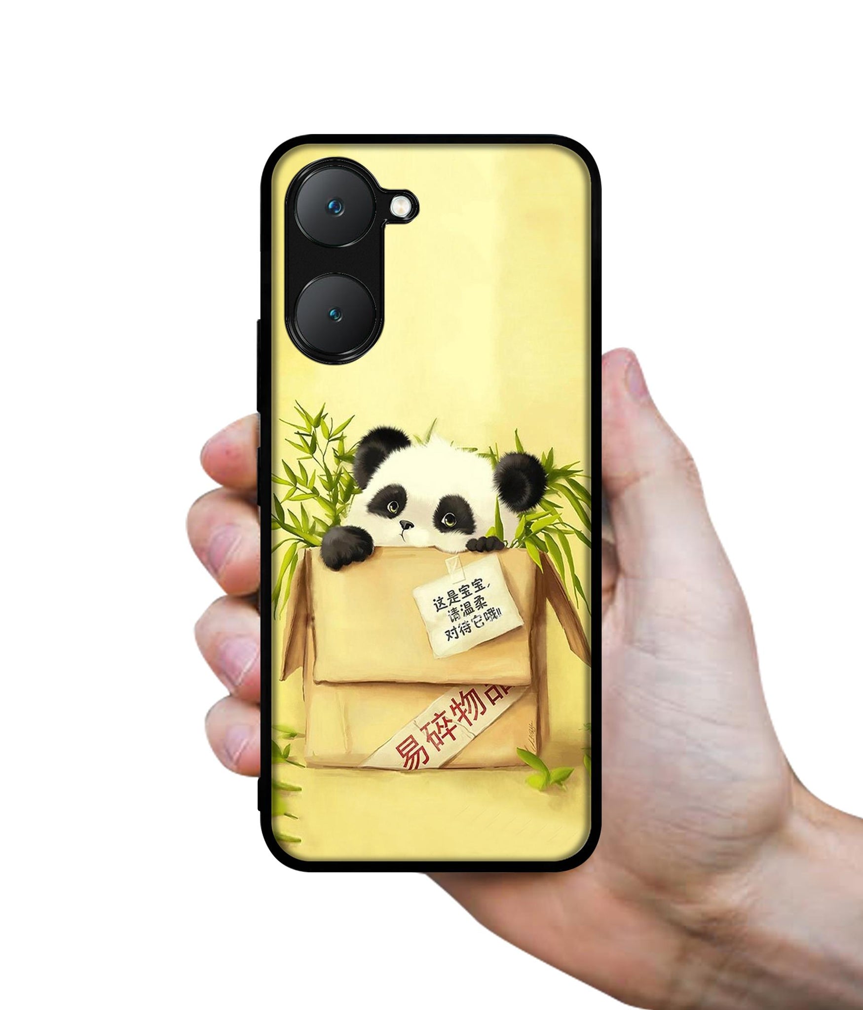 Panda In Box Design Designer 2D Printed Back Case Cover for Vivo Y18 4G / Y18e 4G / Y03 4G / T3 Lite 5G / Z9 Lite 5G