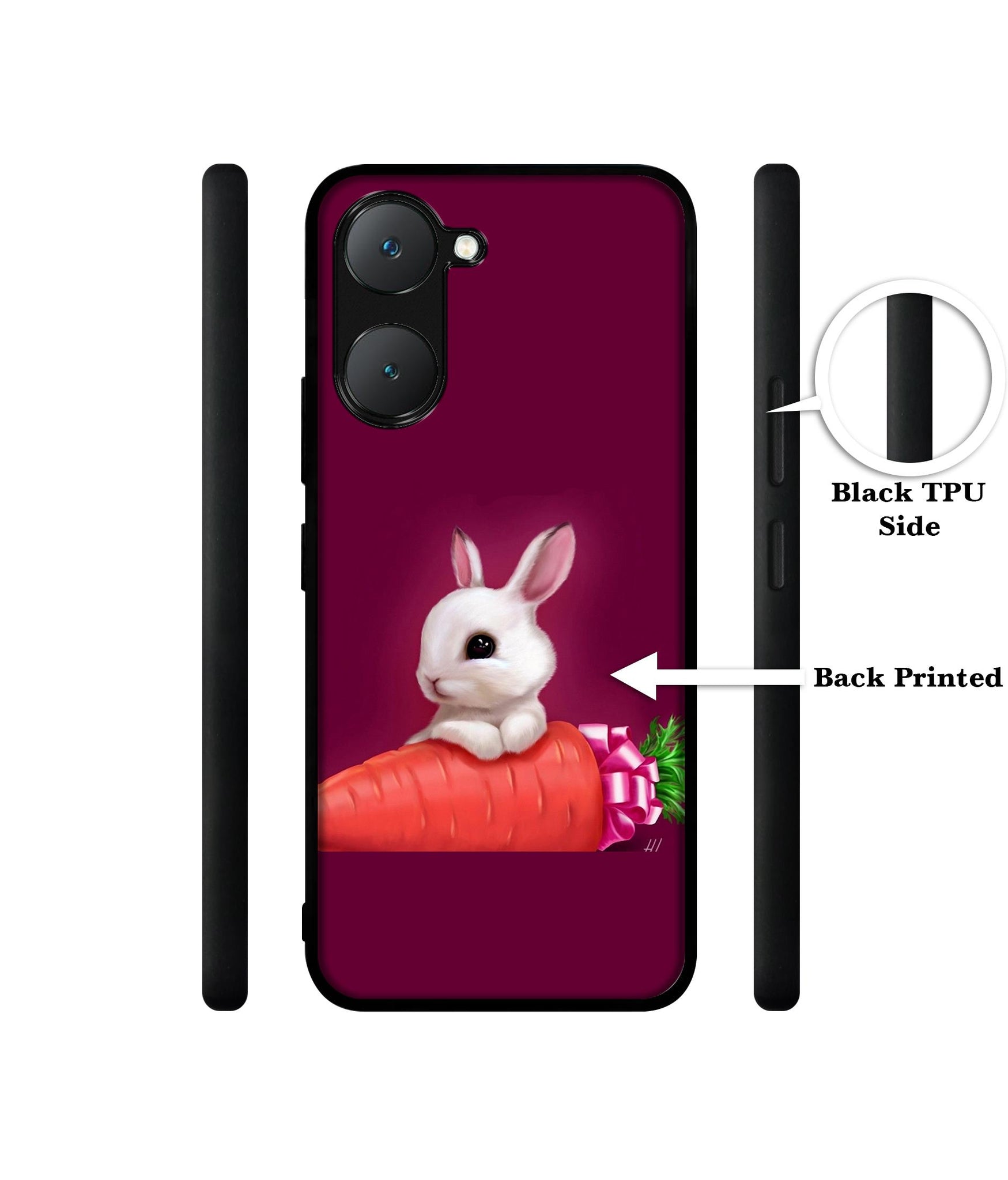 Bunny With Carrot Design Designer 2D Printed Back Case Cover for Vivo Y18 4G / Y18e 4G / Y03 4G / T3 Lite 5G / Z9 Lite 5G