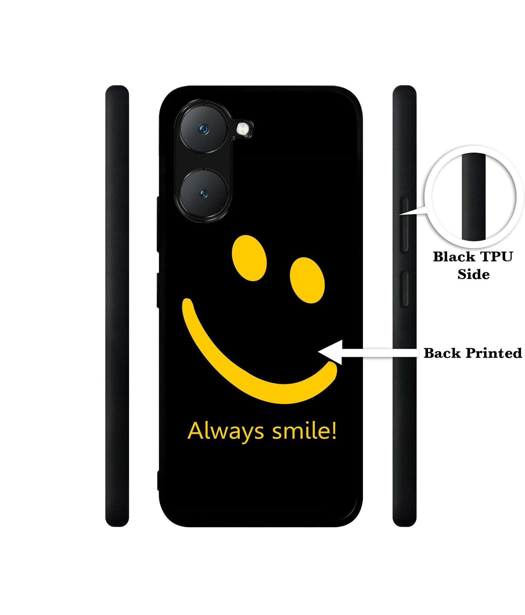 Always Smile Quote Design Designer 2D Printed Back Case Cover for Vivo Y18 4G / Y18e 4G / Y03 4G / T3 Lite 5G / Z9 Lite 5G
