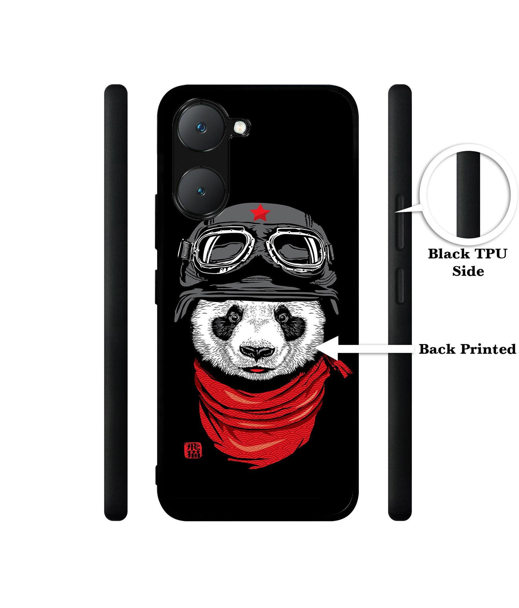 Biker Panda Design Designer 2D Printed Back Case Cover for Vivo Y18 4G / Y18e 4G / Y03 4G / T3 Lite 5G / Z9 Lite 5G