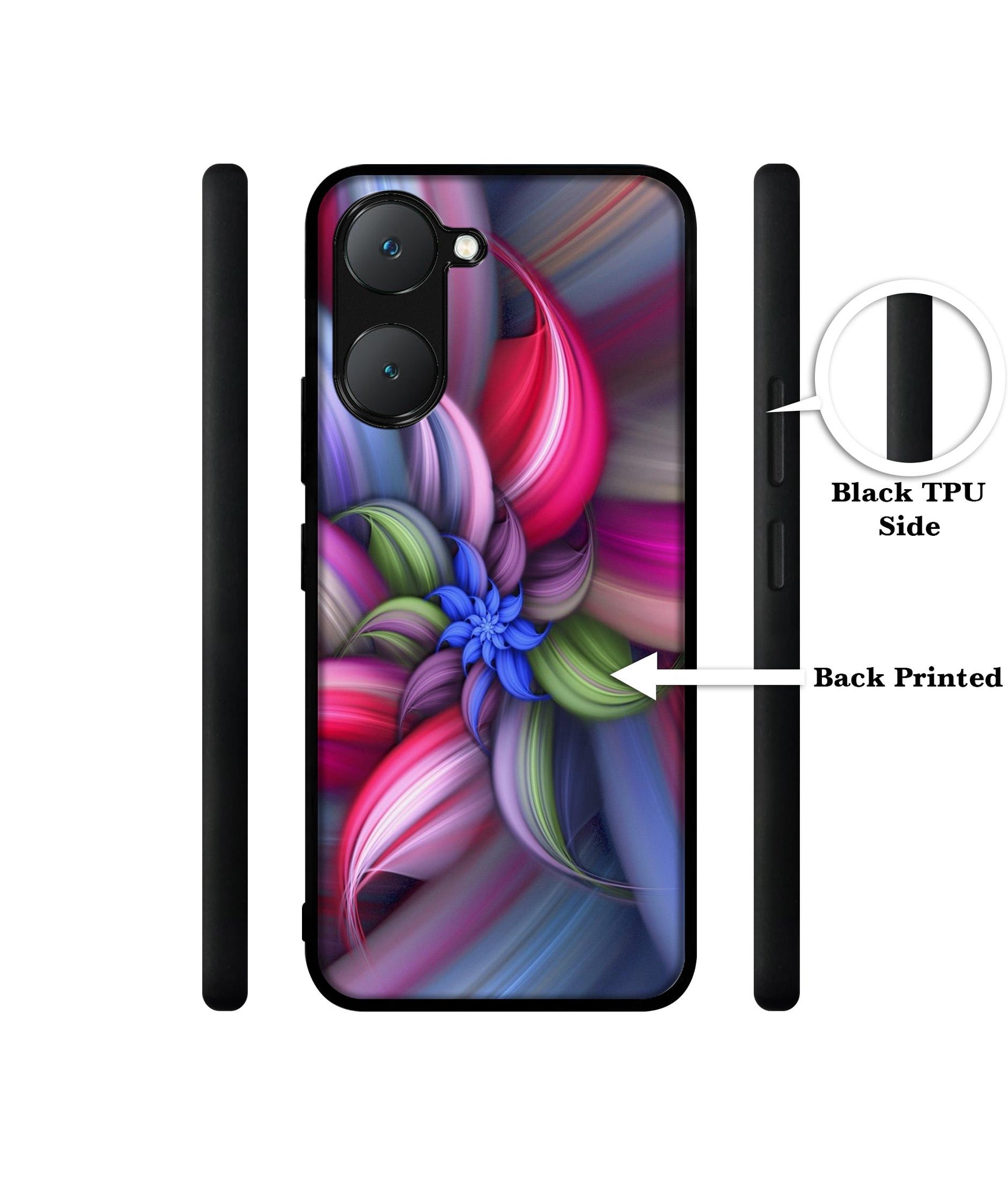 Colorful Flower Design Designer 2D Printed Back Case Cover for Vivo Y18 4G / Y18e 4G / Y03 4G / T3 Lite 5G / Z9 Lite 5G