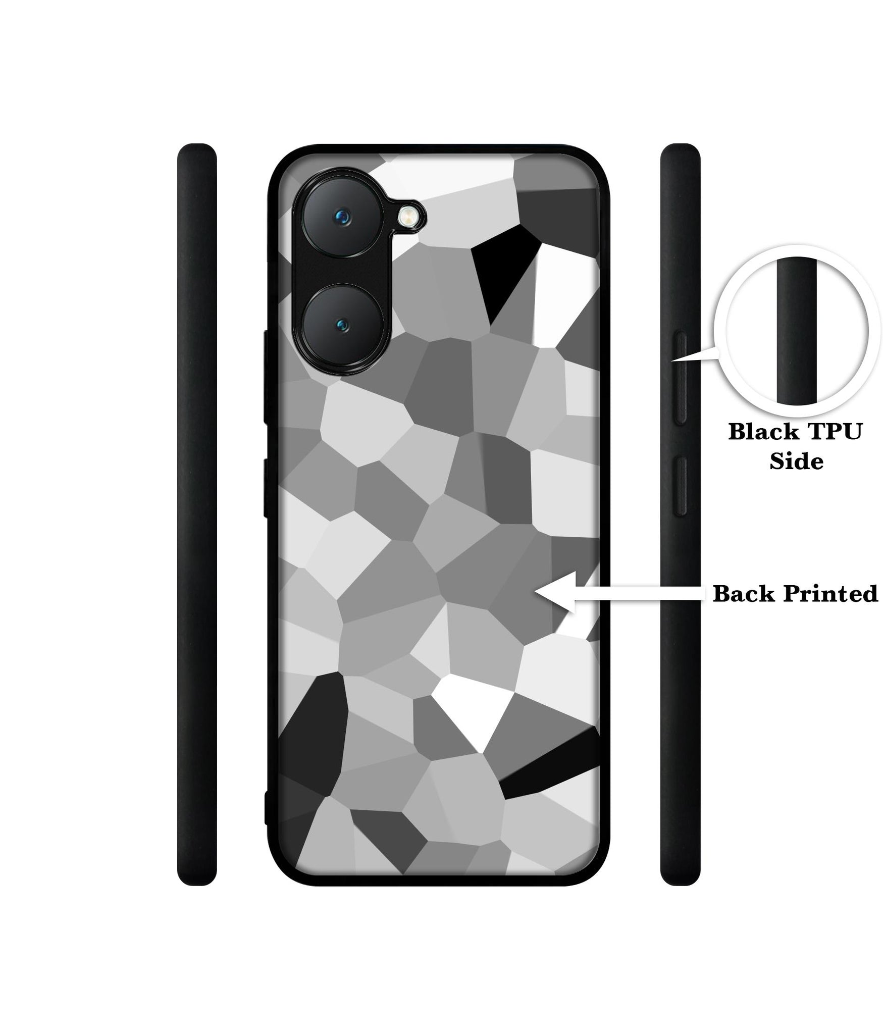 Black & White Mathematical Shape Design Designer 2D Printed Back Case Cover for Vivo Y18 4G / Y18e 4G / Y03 4G / T3 Lite 5G / Z9 Lite 5G