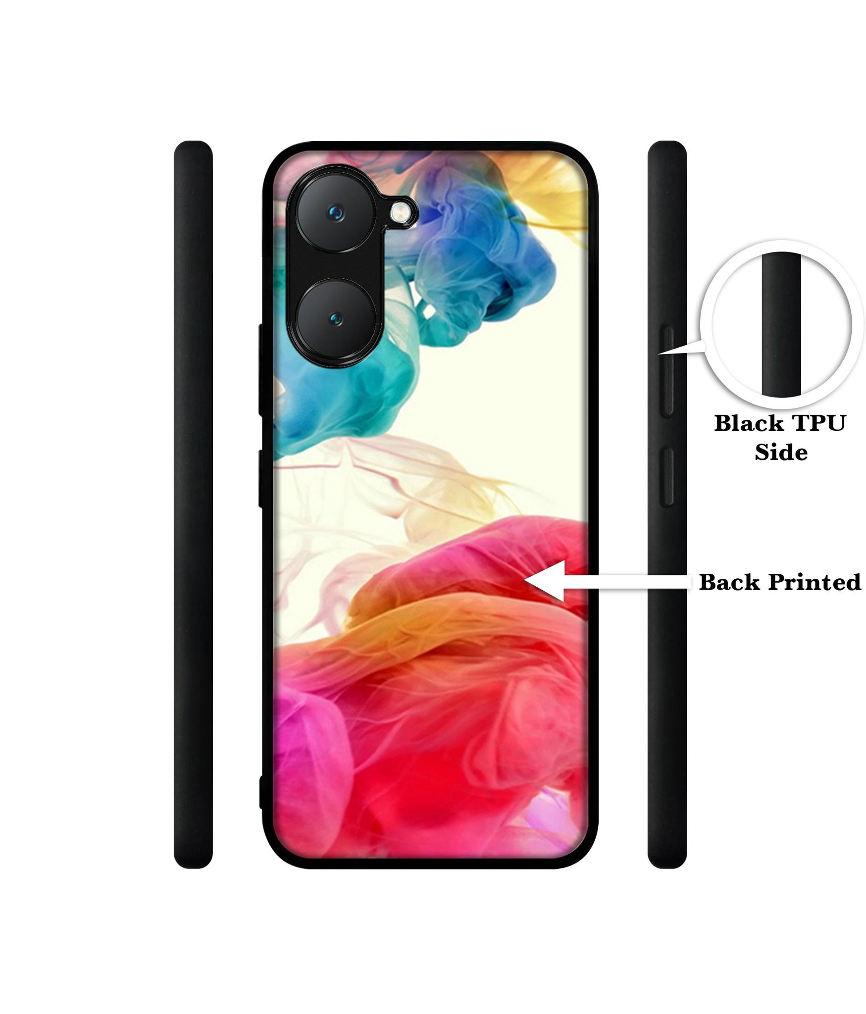 Colored Smoke Design Designer 2D Printed Back Case Cover for Vivo Y18 4G / Y18e 4G / Y03 4G / T3 Lite 5G / Z9 Lite 5G