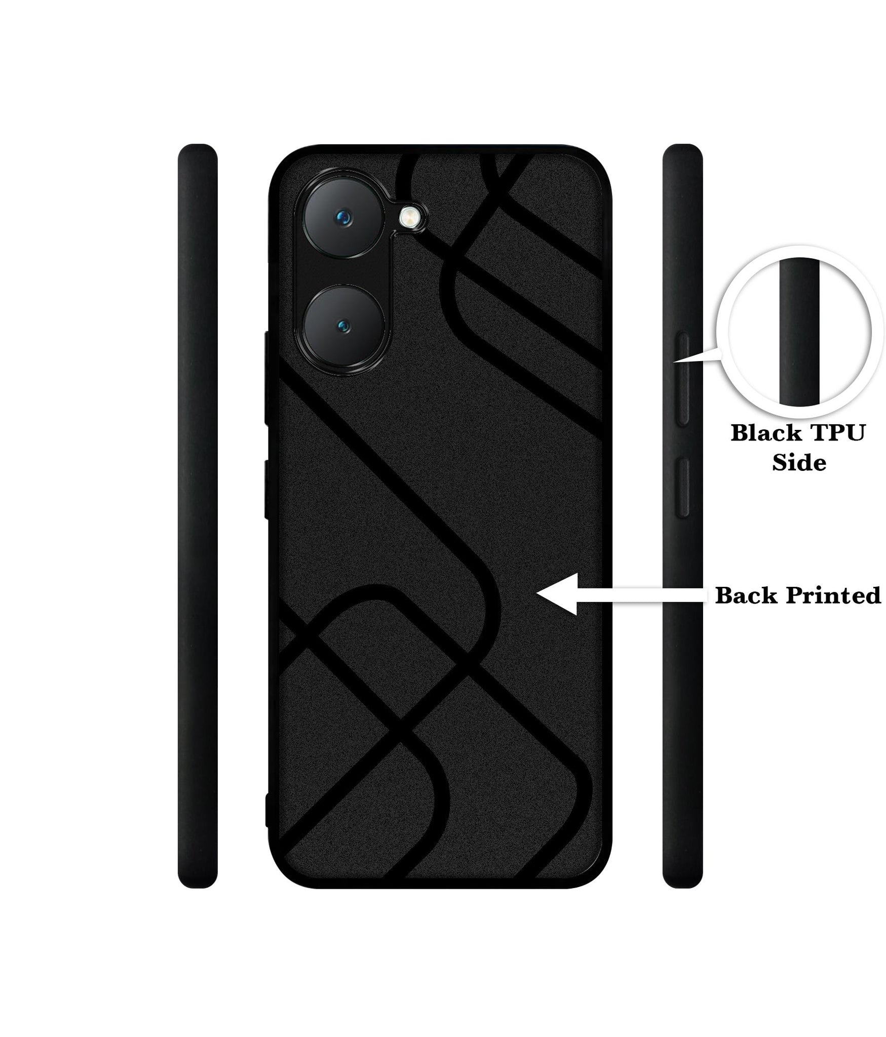 Zig-Zag Black Line Design Designer 2D Printed Back Case Cover for Vivo Y18 4G / Y18e 4G / Y03 4G / T3 Lite 5G / Z9 Lite 5G