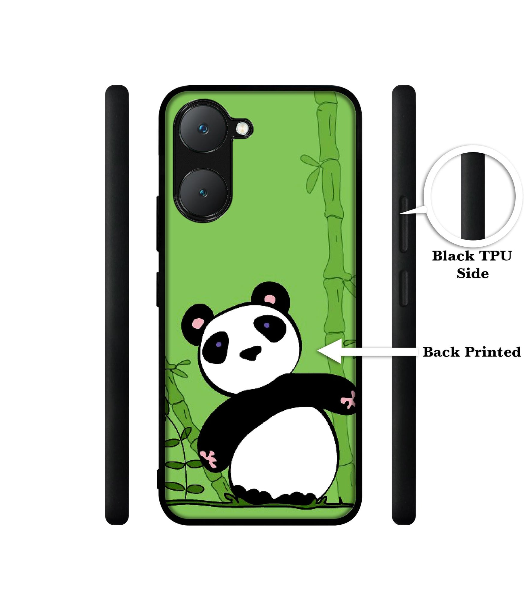Panda with Bamboo Design Designer 2D Printed Back Case Cover for Vivo Y18 4G / Y18e 4G / Y03 4G / T3 Lite 5G / Z9 Lite 5G
