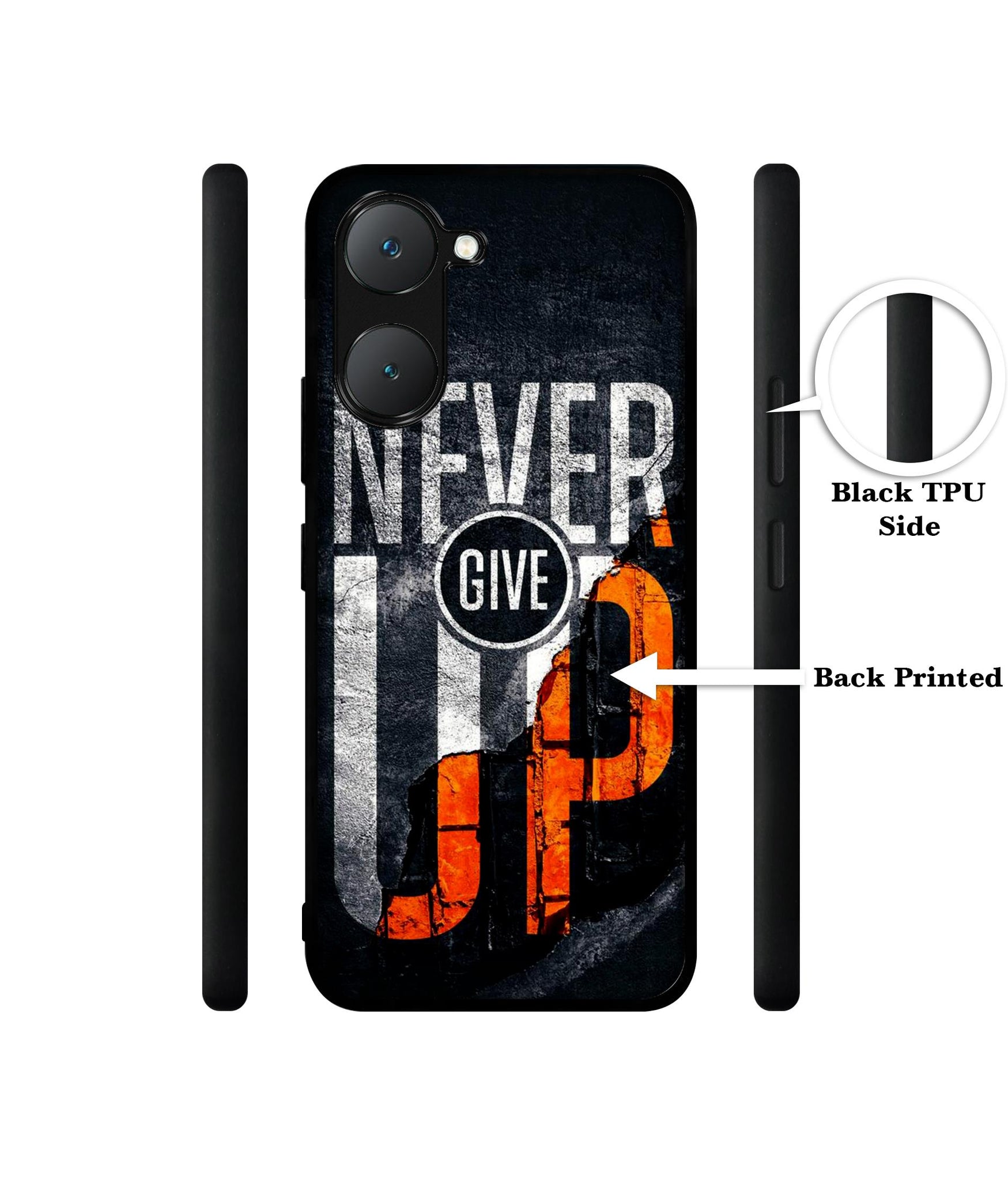 Never Give Up Design Designer 2D Printed Back Case Cover for Vivo Y18 4G / Y18e 4G / Y03 4G / T3 Lite 5G / Z9 Lite 5G