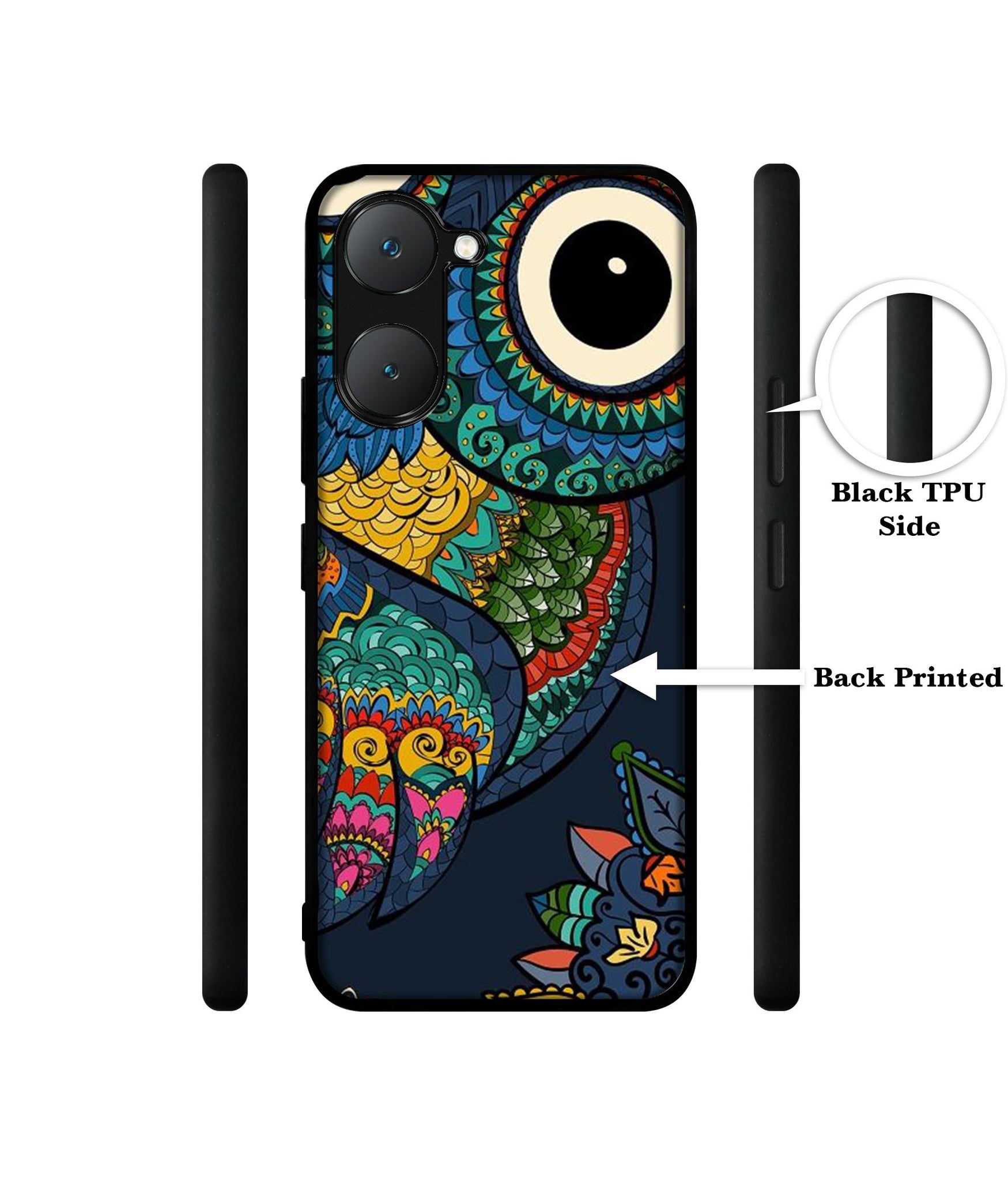 Owl Illustration Design Designer 2D Printed Back Case Cover for Vivo Y18 4G / Y18e 4G / Y03 4G / T3 Lite 5G / Z9 Lite 5G