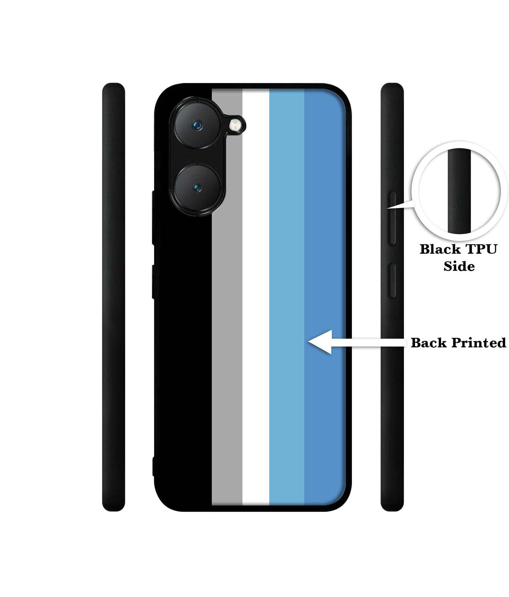 White and Blue Lines Design Designer 2D Printed Back Case Cover for Vivo Y18 4G / Y18e 4G / Y03 4G / T3 Lite 5G / Z9 Lite 5G