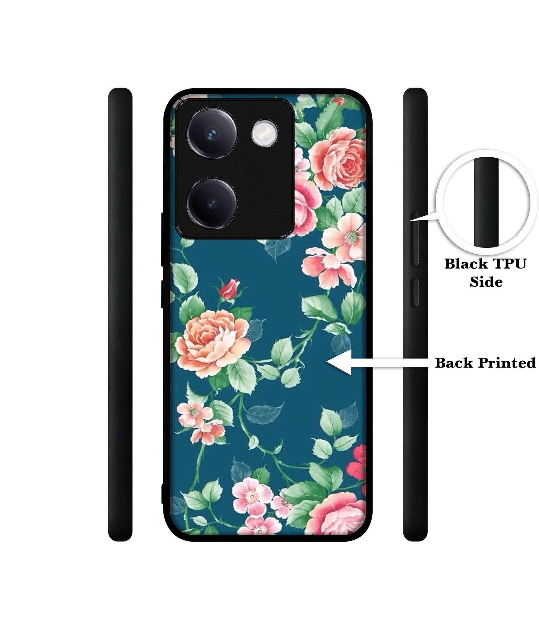 Vintage Floral Design Designer 2D Printed Back Case Cover for Vivo Y200 Pro 5G / Y300 Plus 5G