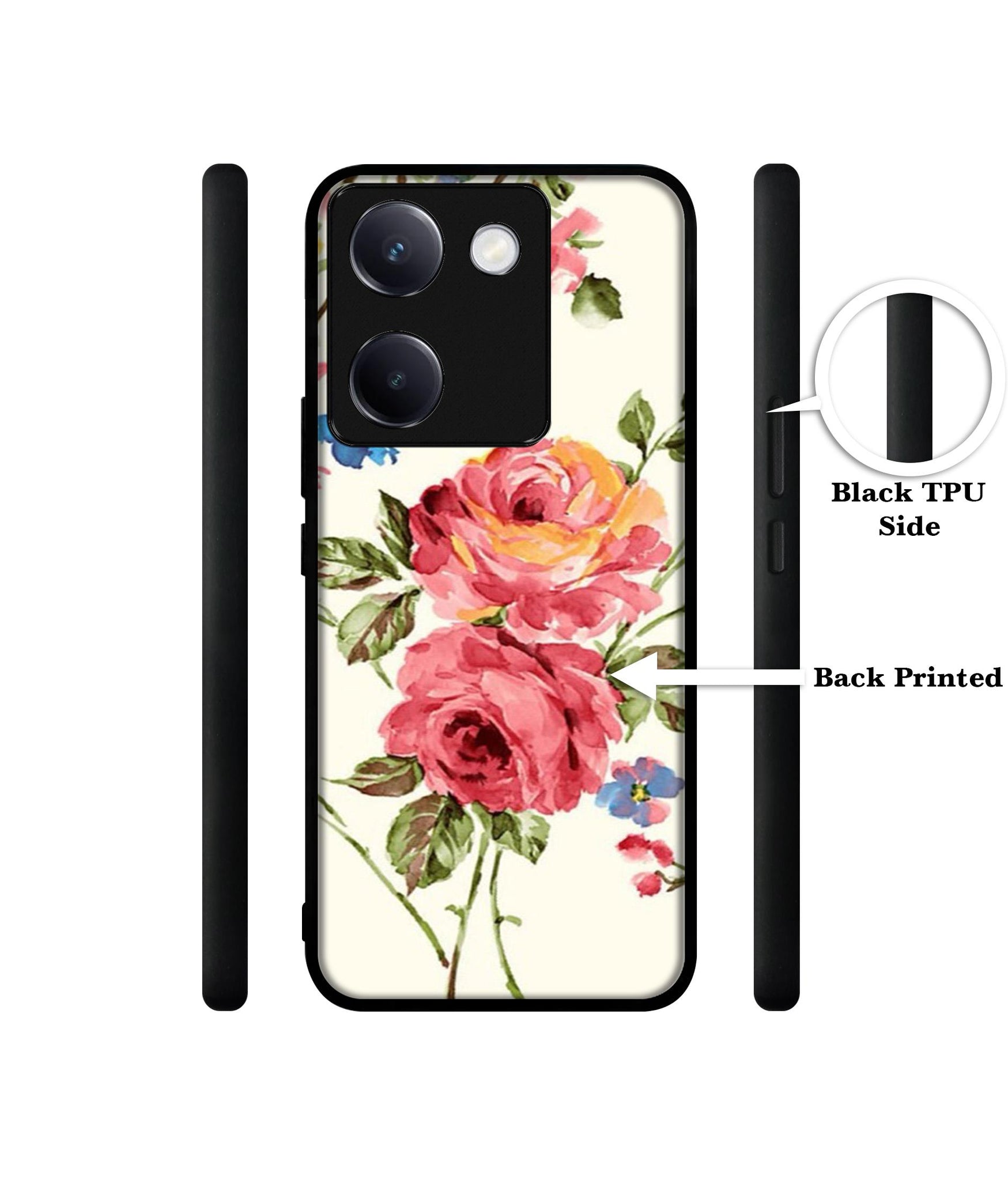 Vintage Painting Flower Design Designer 2D Printed Back Case Cover for Vivo Y200 Pro 5G / Y300 Plus 5G