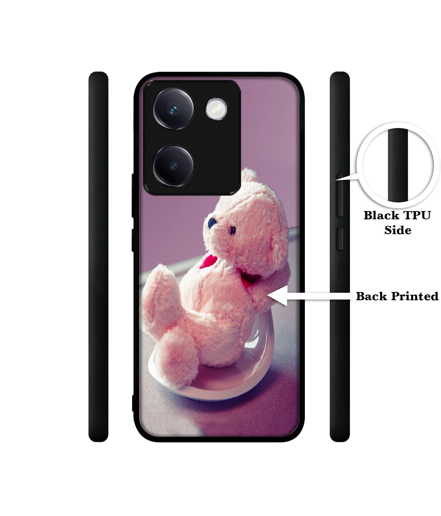 Cute Teddy Bear Design Designer 2D Printed Back Case Cover for Vivo Y200 Pro 5G / Y300 Plus 5G