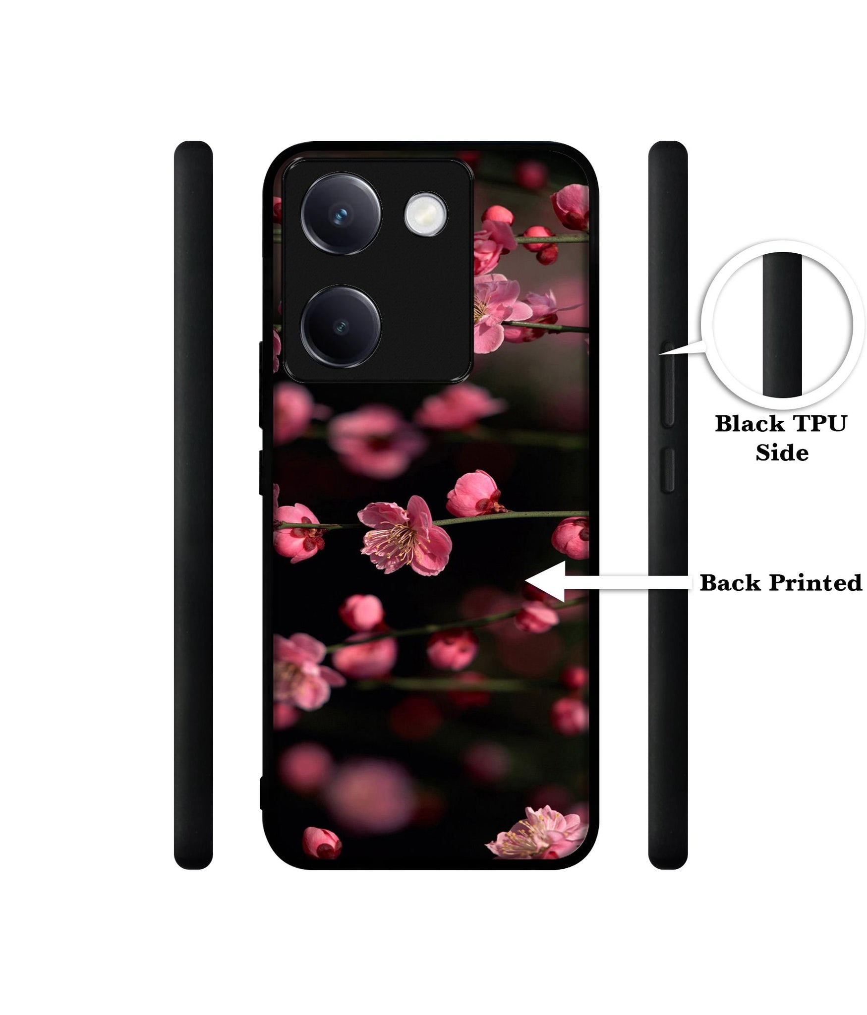 Pink Flowers Design Designer 2D Printed Back Case Cover for Vivo Y200 Pro 5G / Y300 Plus 5G