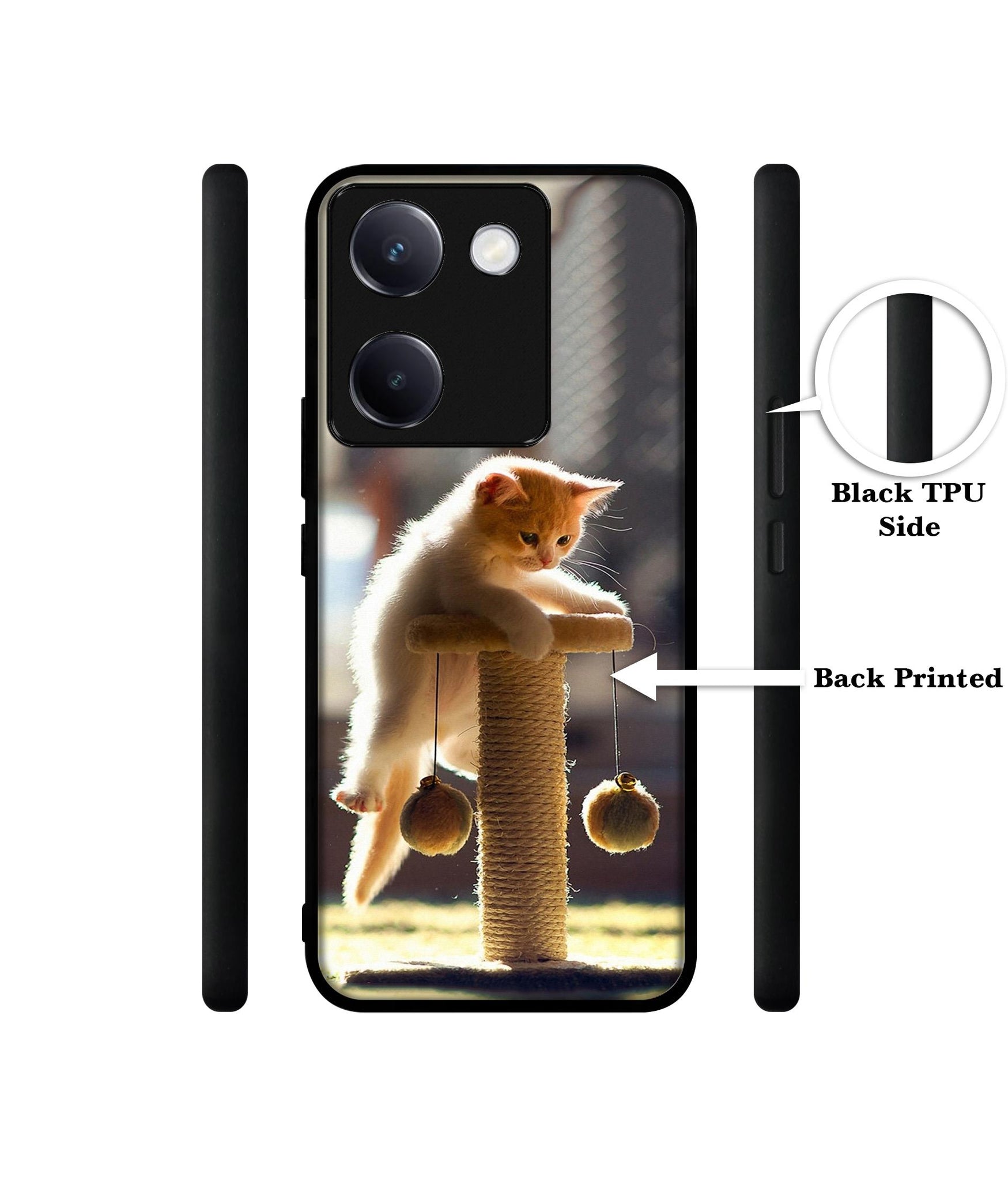 Cat Climbing Design Designer 2D Printed Back Case Cover for Vivo Y200 Pro 5G / Y300 Plus 5G