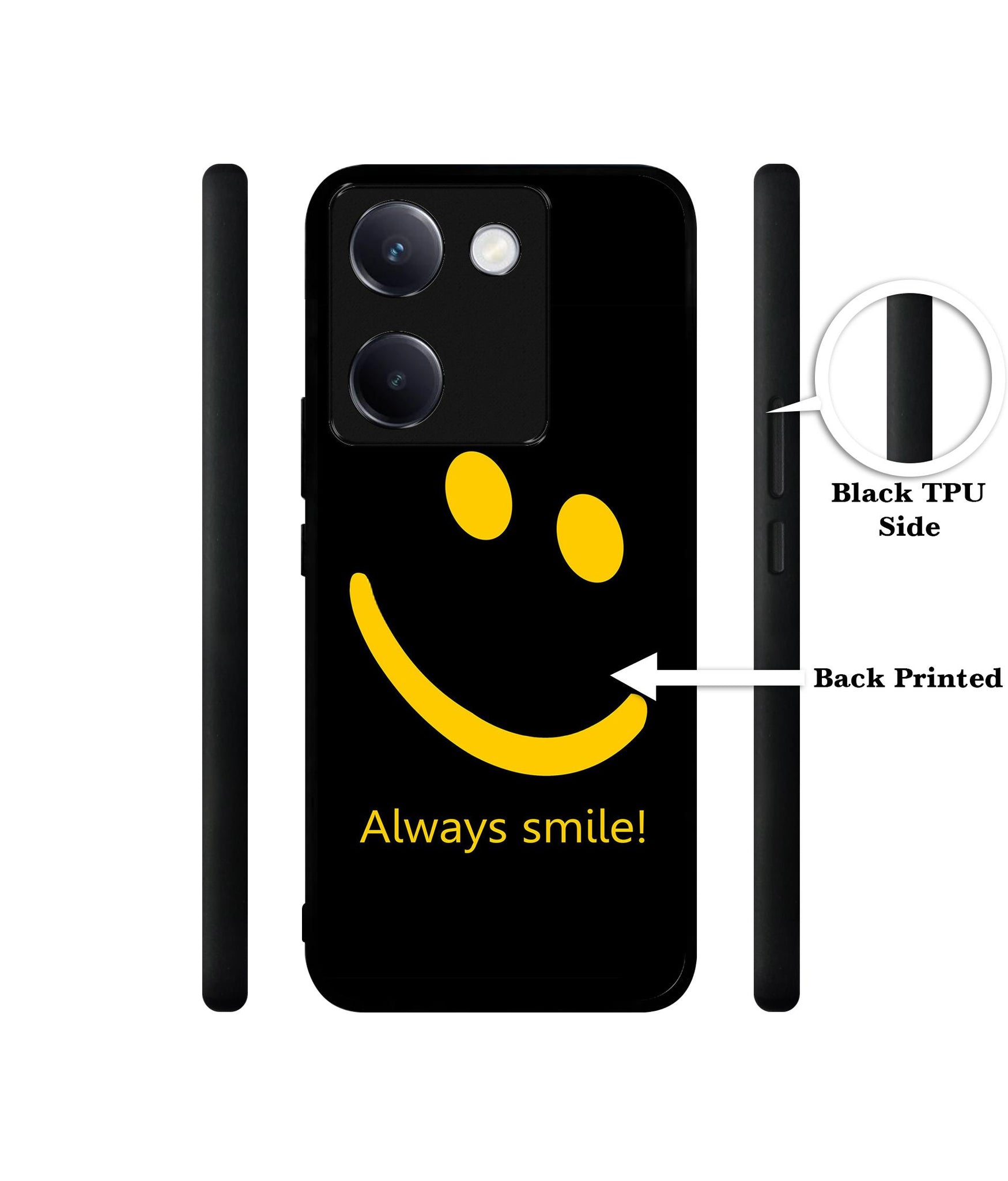 Always Smile Quote Design Designer 2D Printed Back Case Cover for Vivo Y200 Pro 5G / Y300 Plus 5G