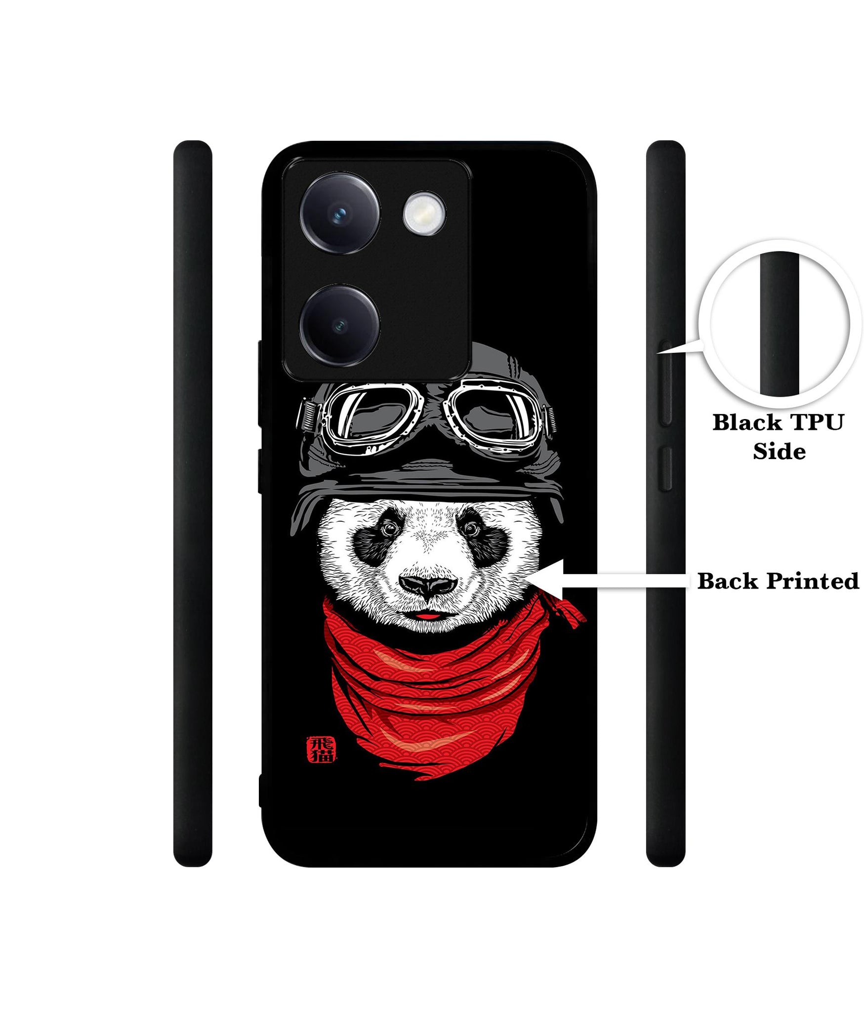 Biker Panda Design Designer 2D Printed Back Case Cover for Vivo Y200 Pro 5G / Y300 Plus 5G