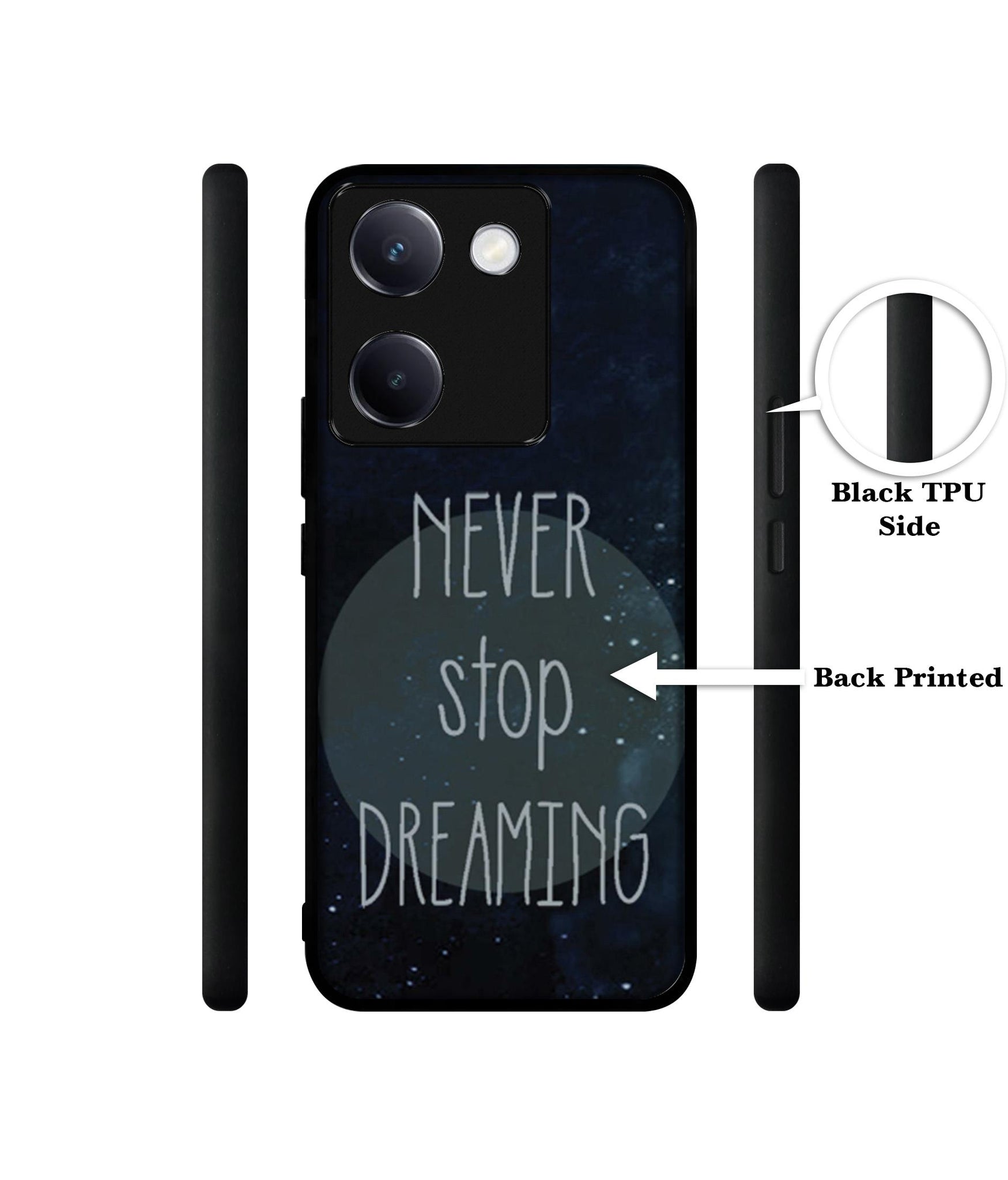 Never Stop Dreaming Design Designer 2D Printed Back Case Cover for Vivo Y200 Pro 5G / Y300 Plus 5G