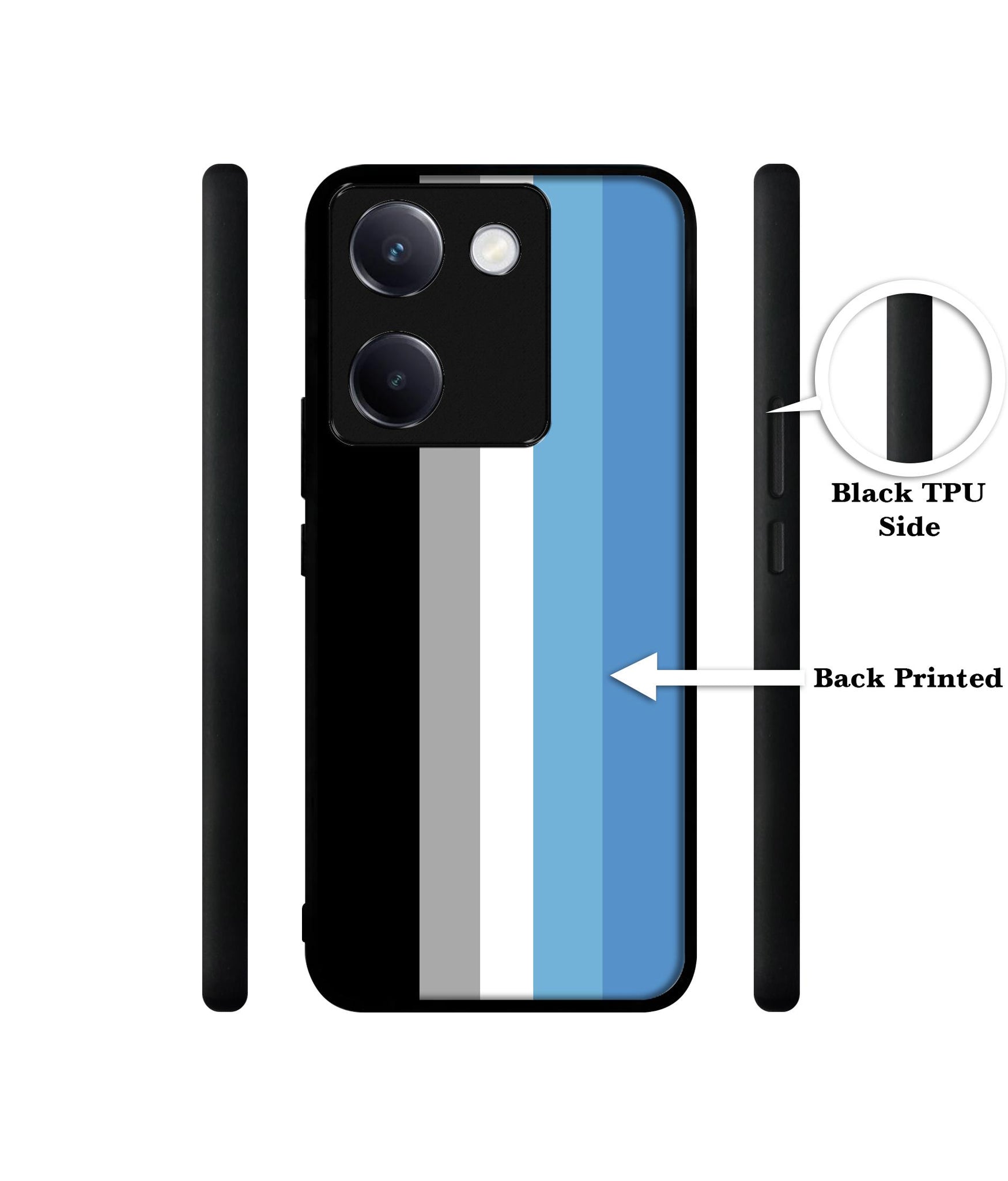 White and Blue Lines Design Designer 2D Printed Back Case Cover for Vivo Y200 Pro 5G / Y300 Plus 5G