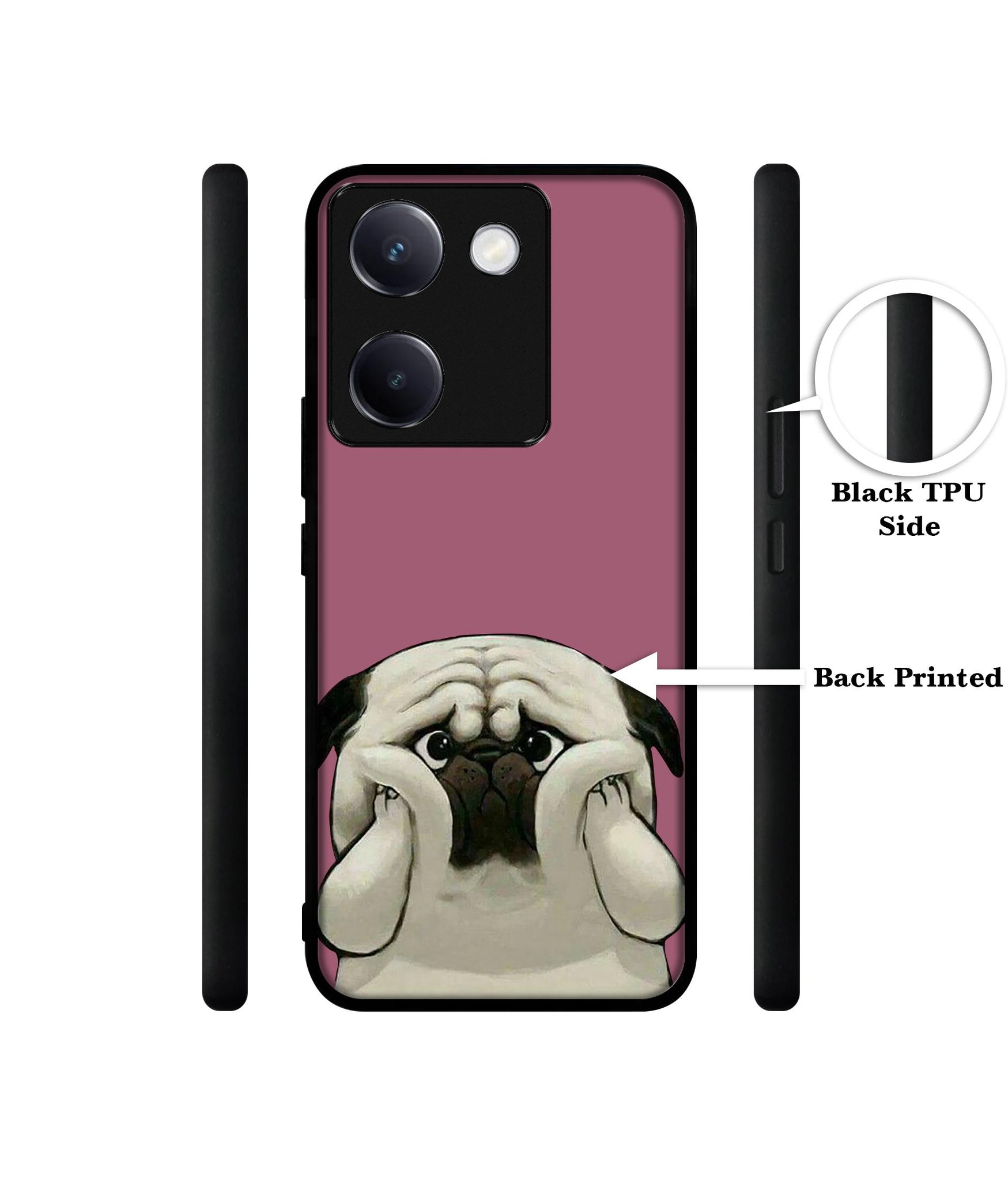 Cute Pug Holding Big Cheeks Design Designer 2D Printed Back Case Cover for Vivo Y200 Pro 5G / Y300 Plus 5G