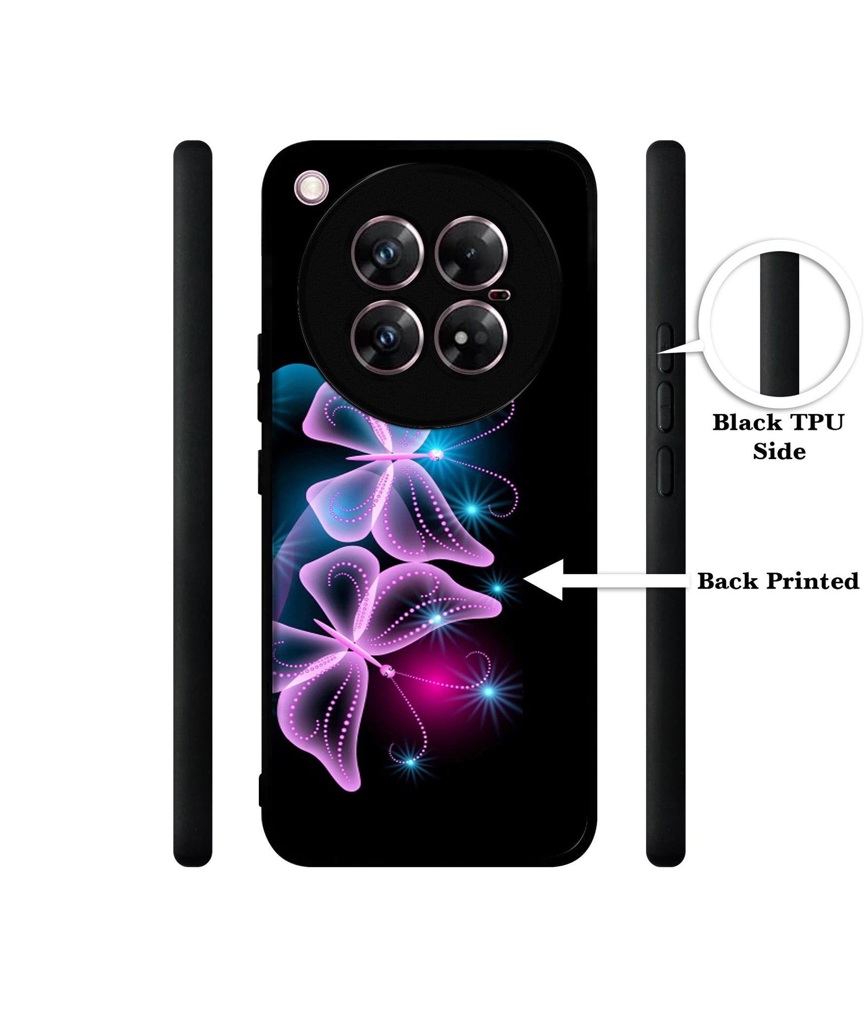 Butterflies Neon Light Design Designer 2D Printed Back Case Cover for Infinix Zero 40 5G