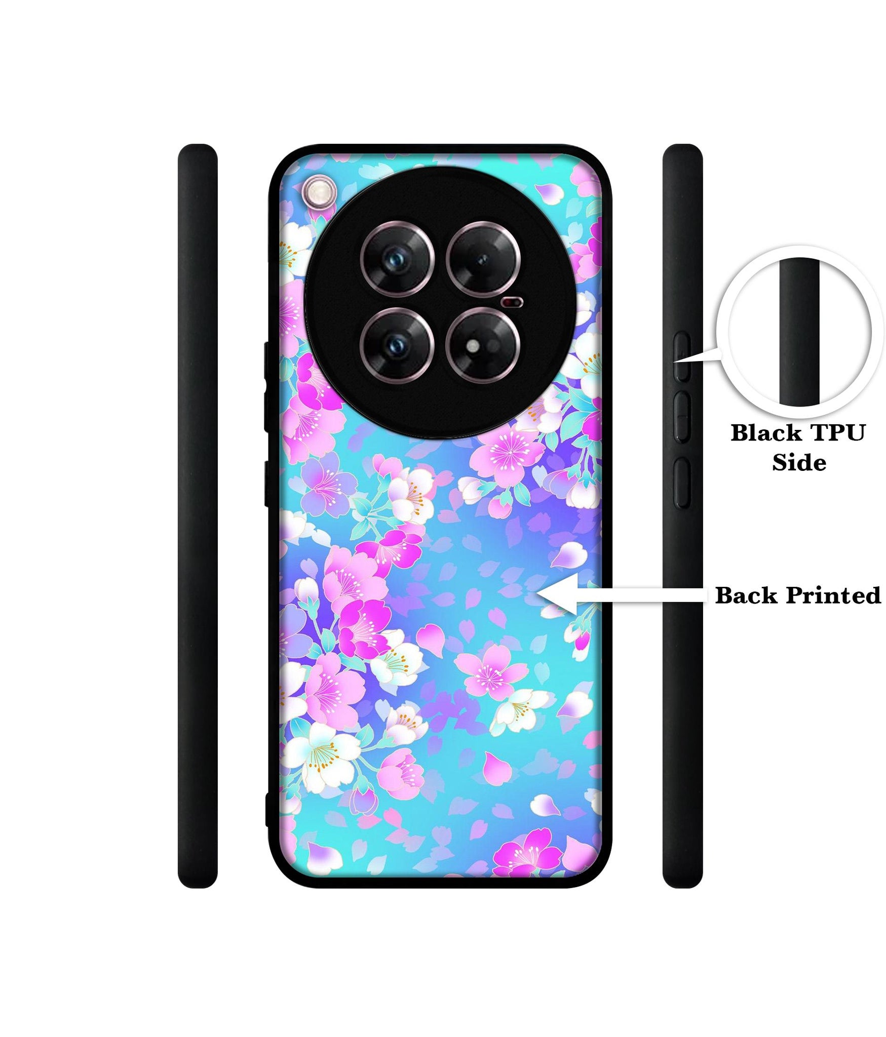 Floral Blue Pattern Design Designer 2D Printed Back Case Cover for Infinix Zero 40 5G