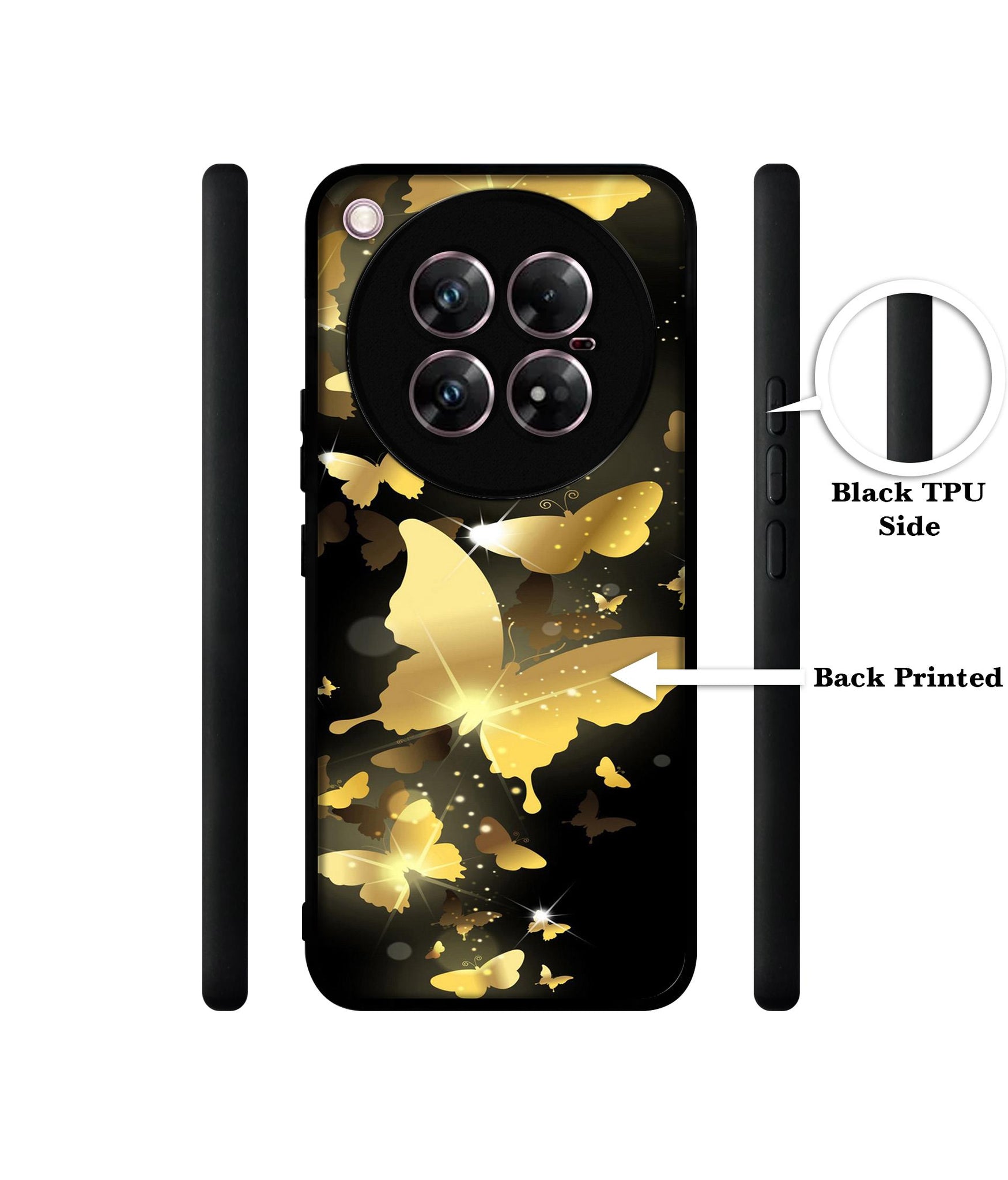 Golden Butterfly Pattern Design Designer 2D Printed Back Case Cover for Infinix Zero 40 5G