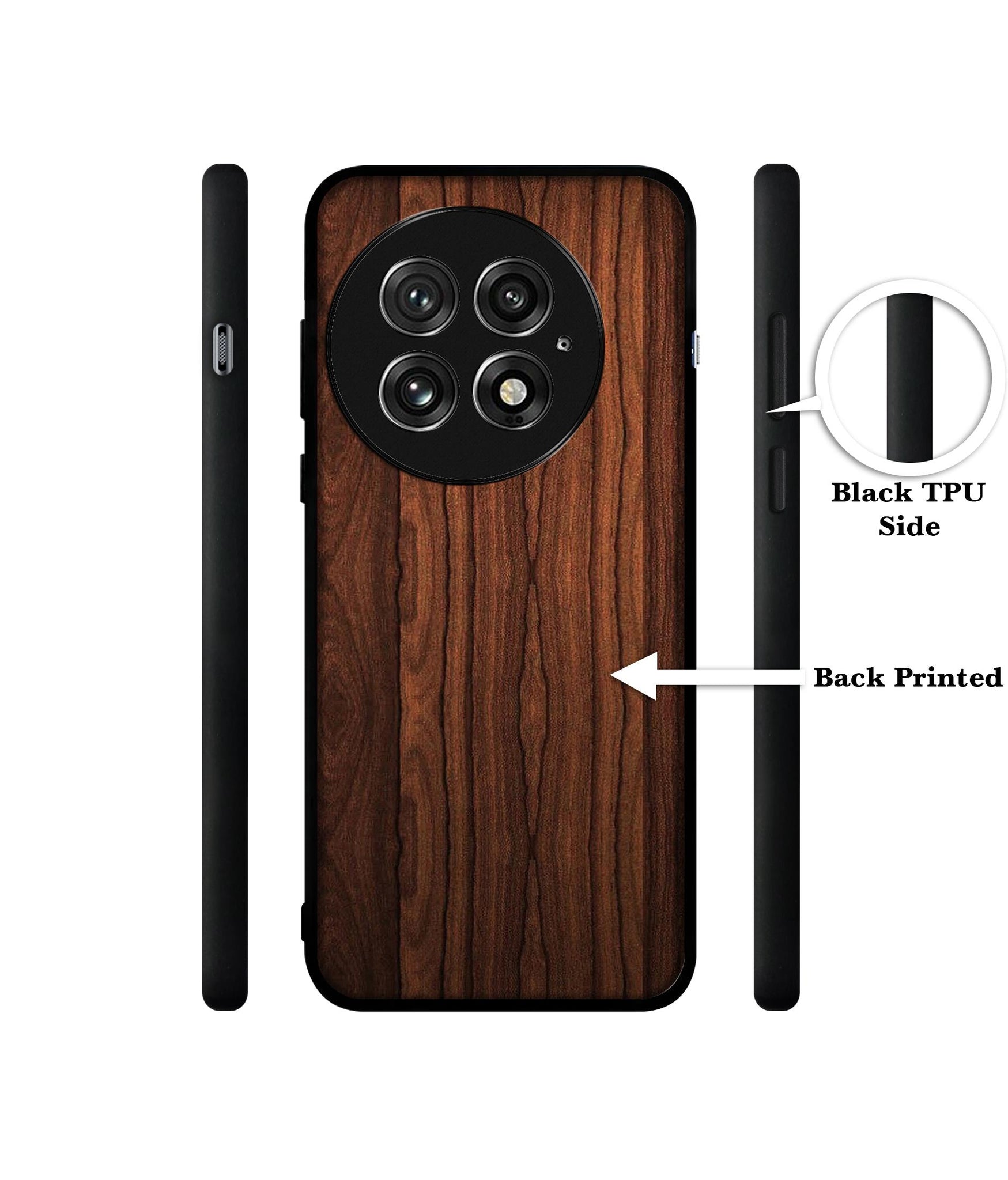 Brown Wooden Texture Design Designer 2D Printed Back Case Cover for OnePlus 13 5G