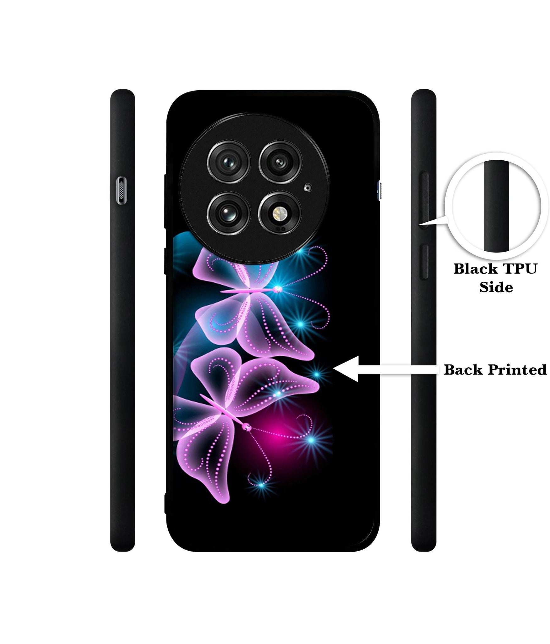 Butterflies Neon Light Design Designer 2D Printed Back Case Cover for OnePlus 13 5G