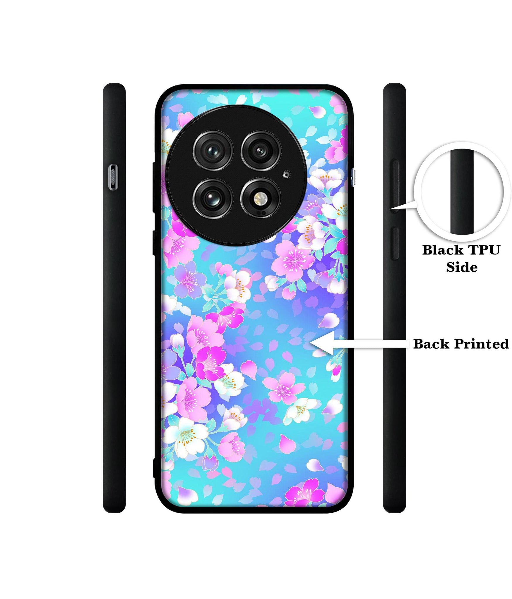 Floral Blue Pattern Design Designer 2D Printed Back Case Cover for OnePlus 13 5G