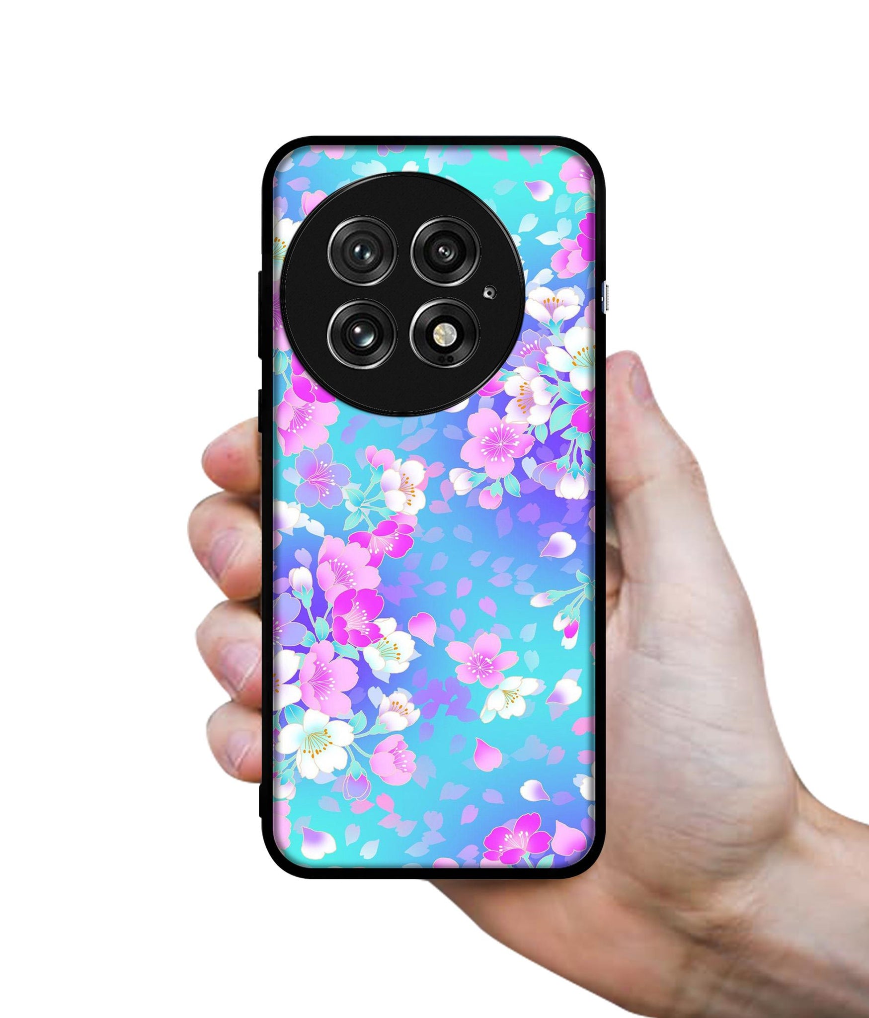Floral Blue Pattern Design Designer 2D Printed Back Case Cover for OnePlus 13 5G