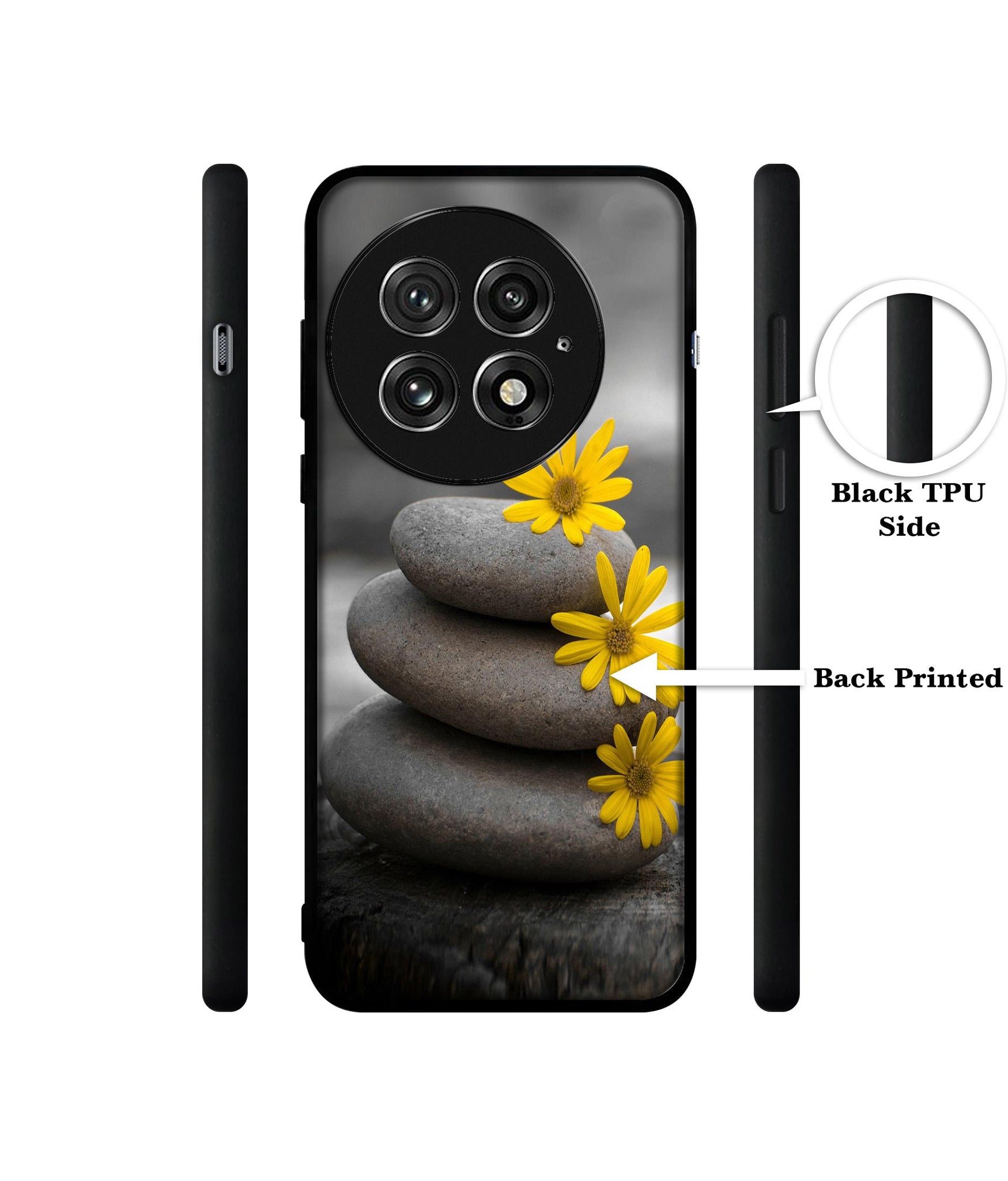 Stones And Flower Design Designer 2D Printed Back Case Cover for OnePlus 13 5G