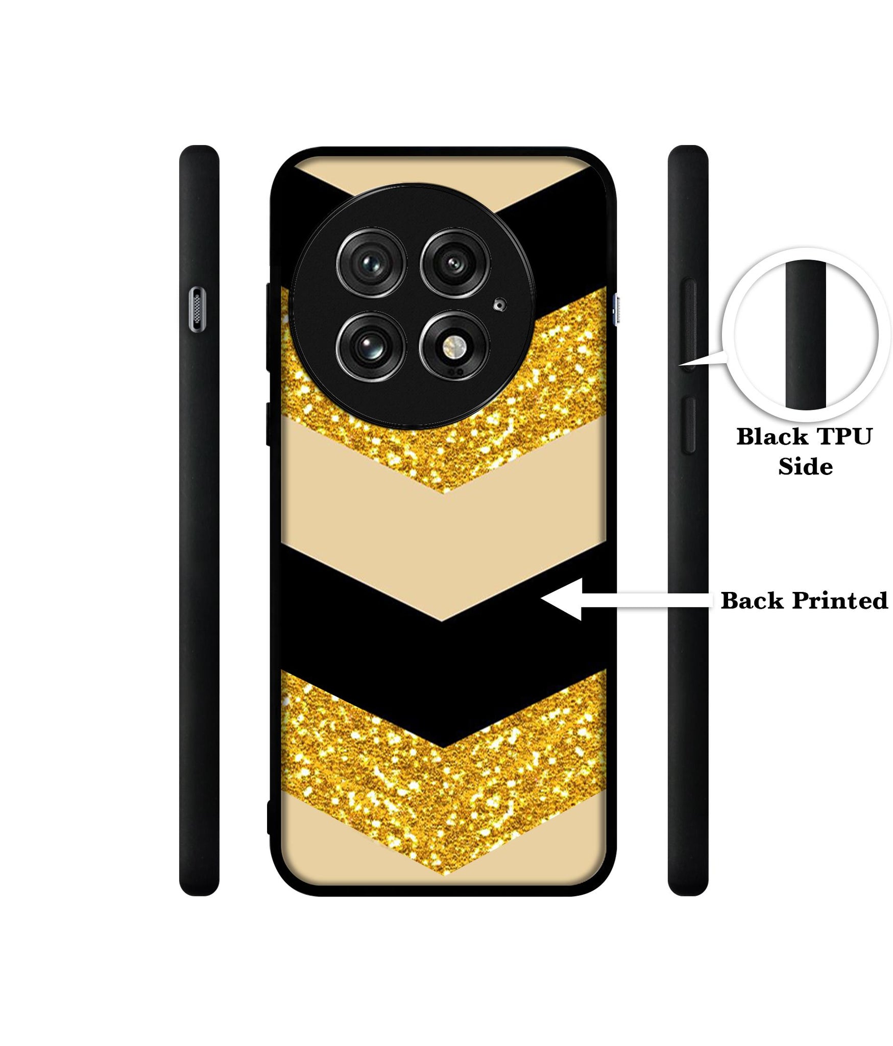 Black & Gold Design Designer 2D Printed Back Case Cover for OnePlus 13 5G
