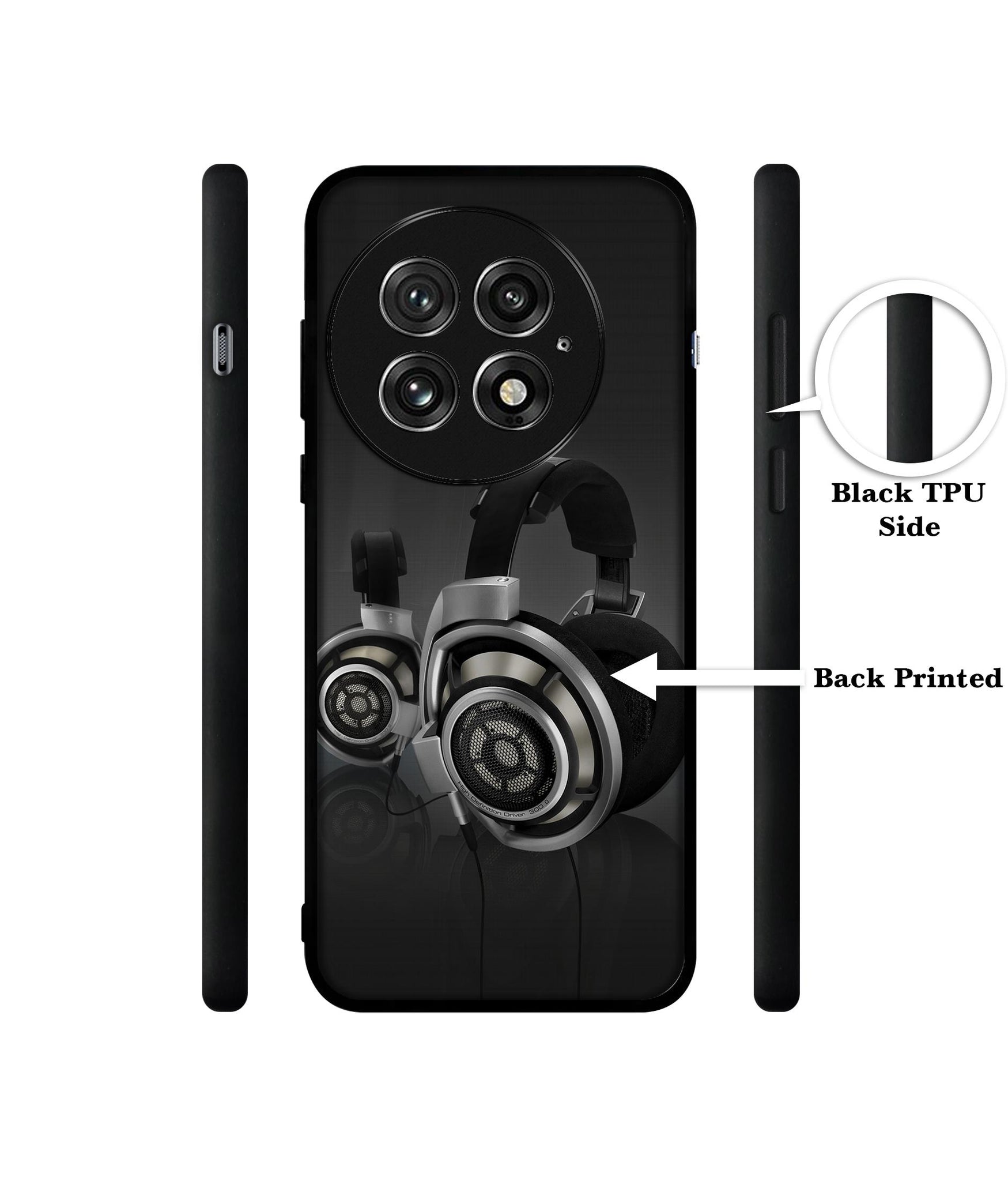 Head Phone Design Designer 2D Printed Back Case Cover for OnePlus 13 5G