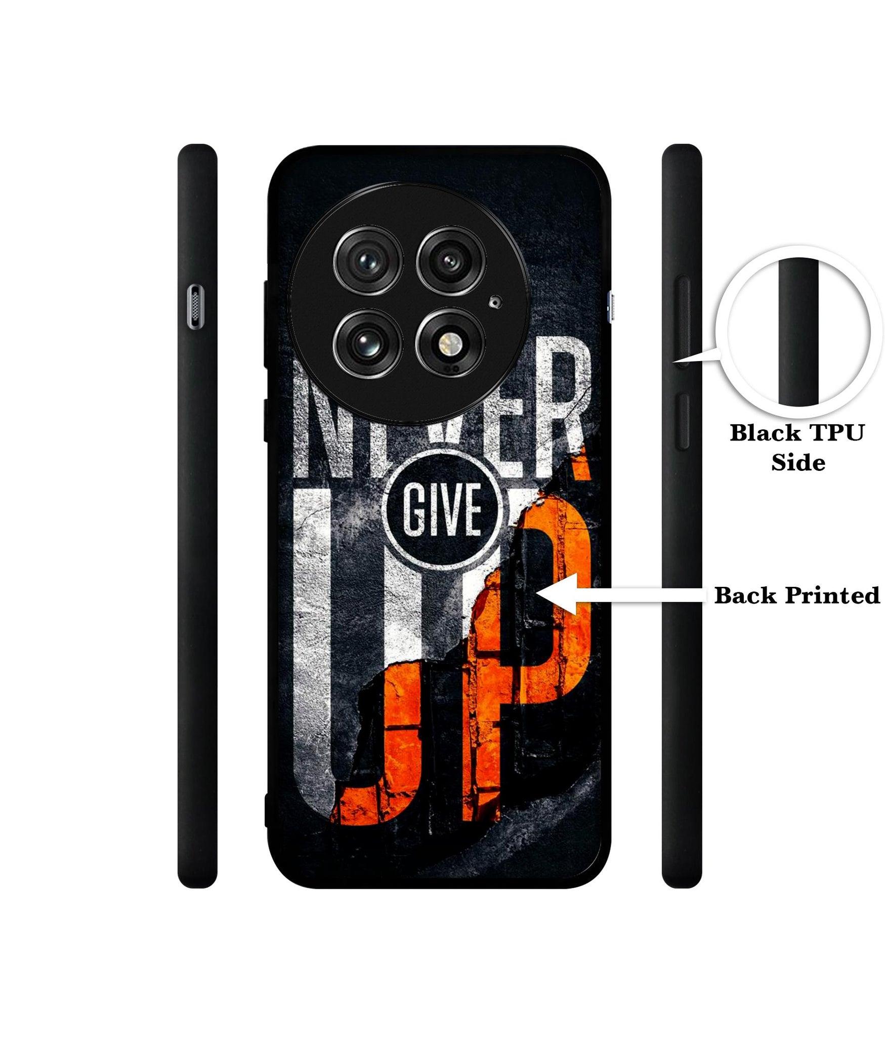 Never Give Up Design Designer 2D Printed Back Case Cover for OnePlus 13 5G