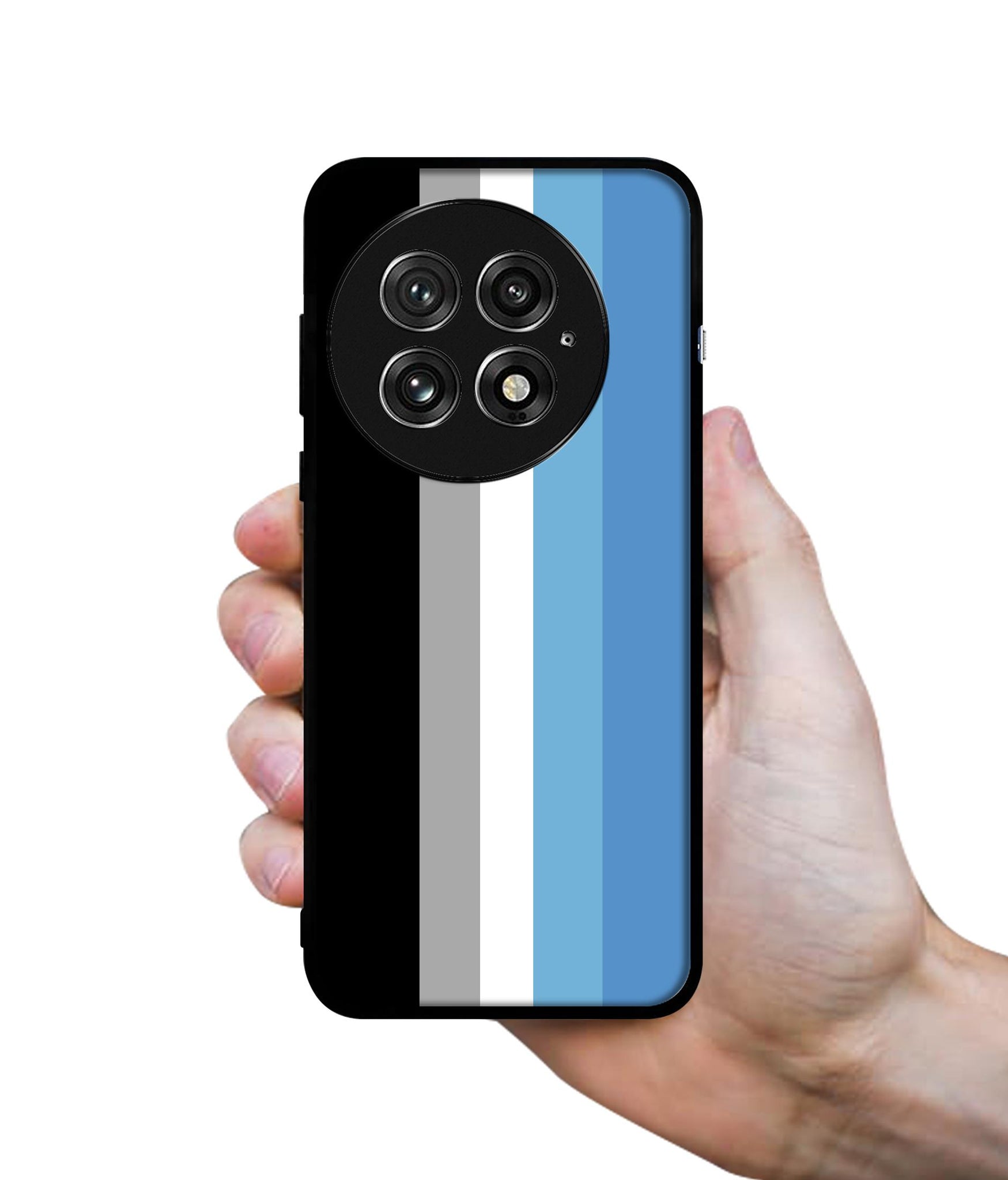 White and Blue Lines Design Designer 2D Printed Back Case Cover for OnePlus 13 5G