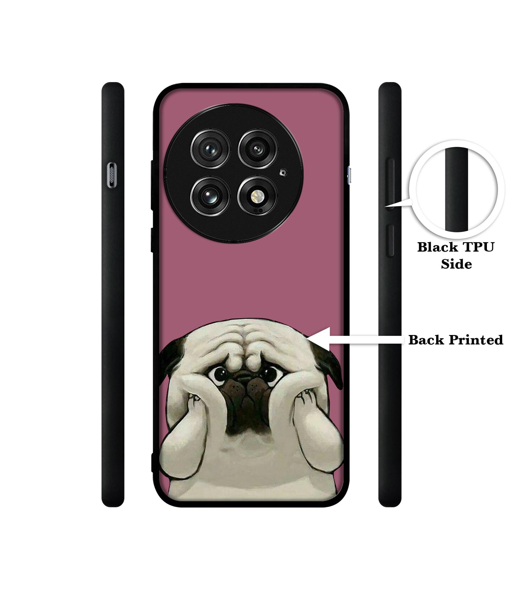 Cute Pug Holding Big Cheeks Design Designer 2D Printed Back Case Cover for OnePlus 13 5G