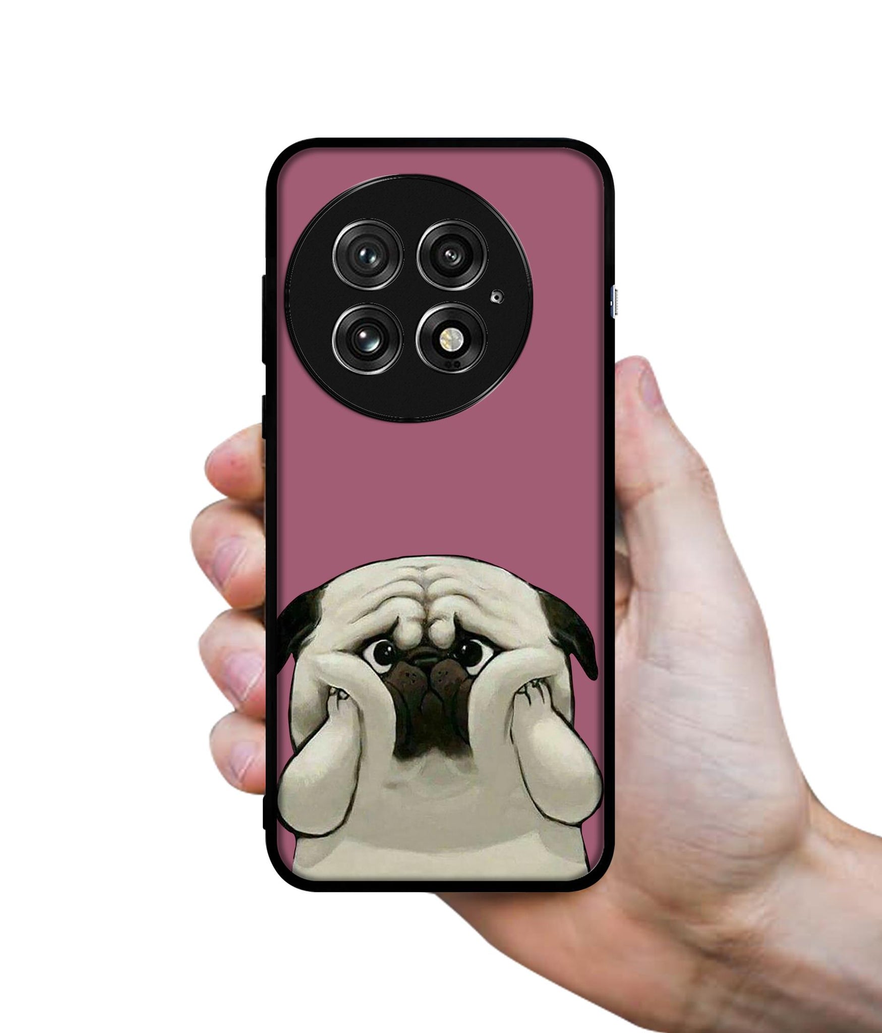 Cute Pug Holding Big Cheeks Design Designer 2D Printed Back Case Cover for OnePlus 13 5G