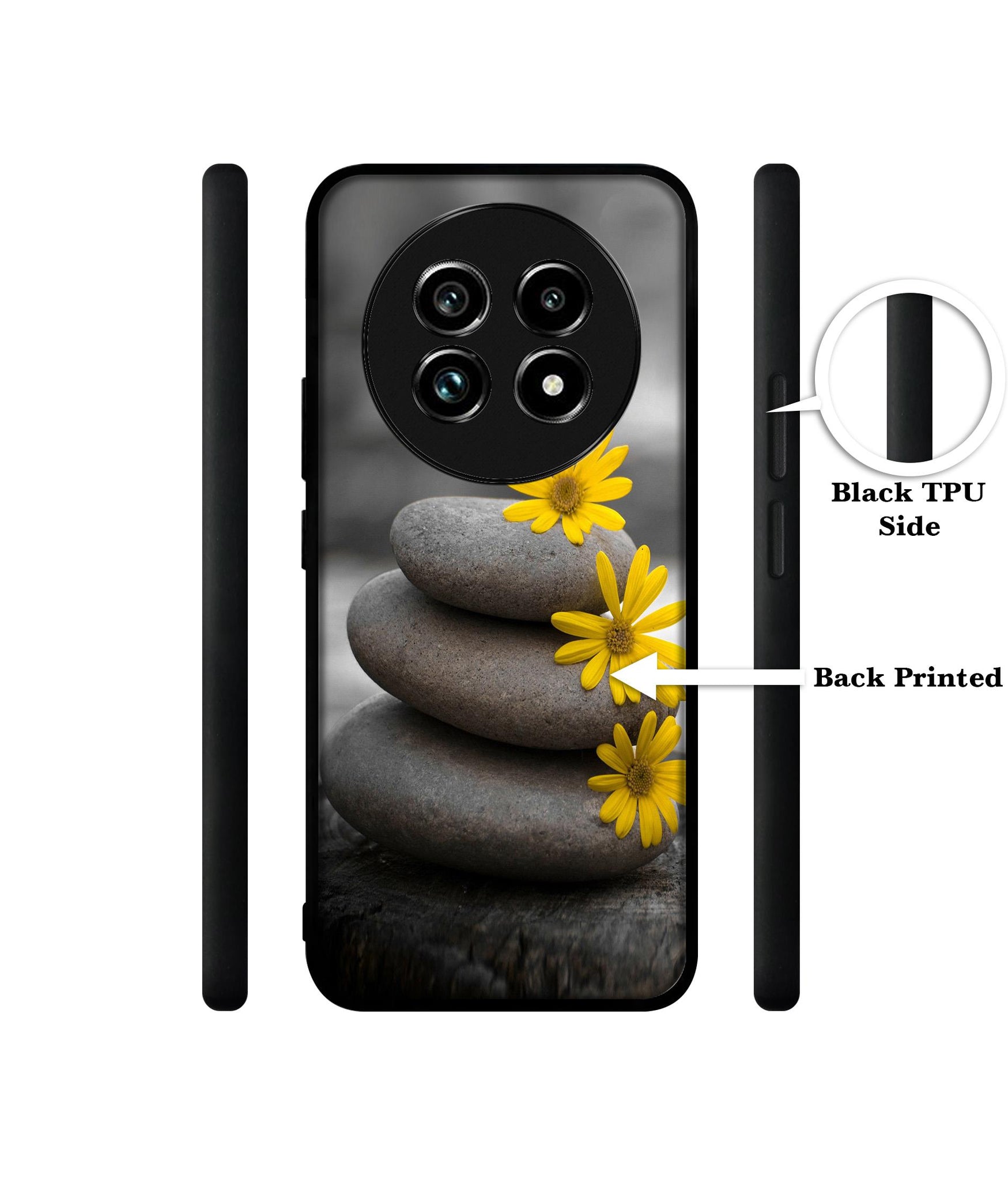 Stones And Flower Design Designer 2D Printed Back Case Cover for Realme 13 Plus 5G / P1 Speed 5G