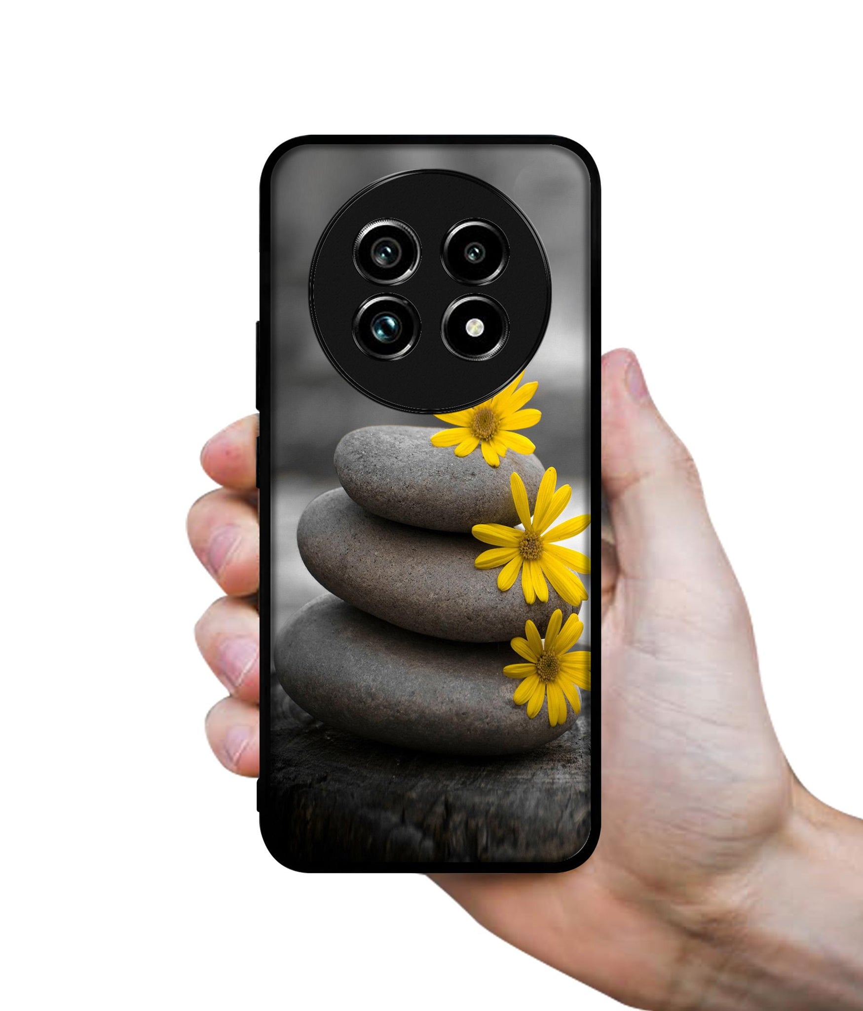 Stones And Flower Design Designer 2D Printed Back Case Cover for Realme 13 Plus 5G / P1 Speed 5G