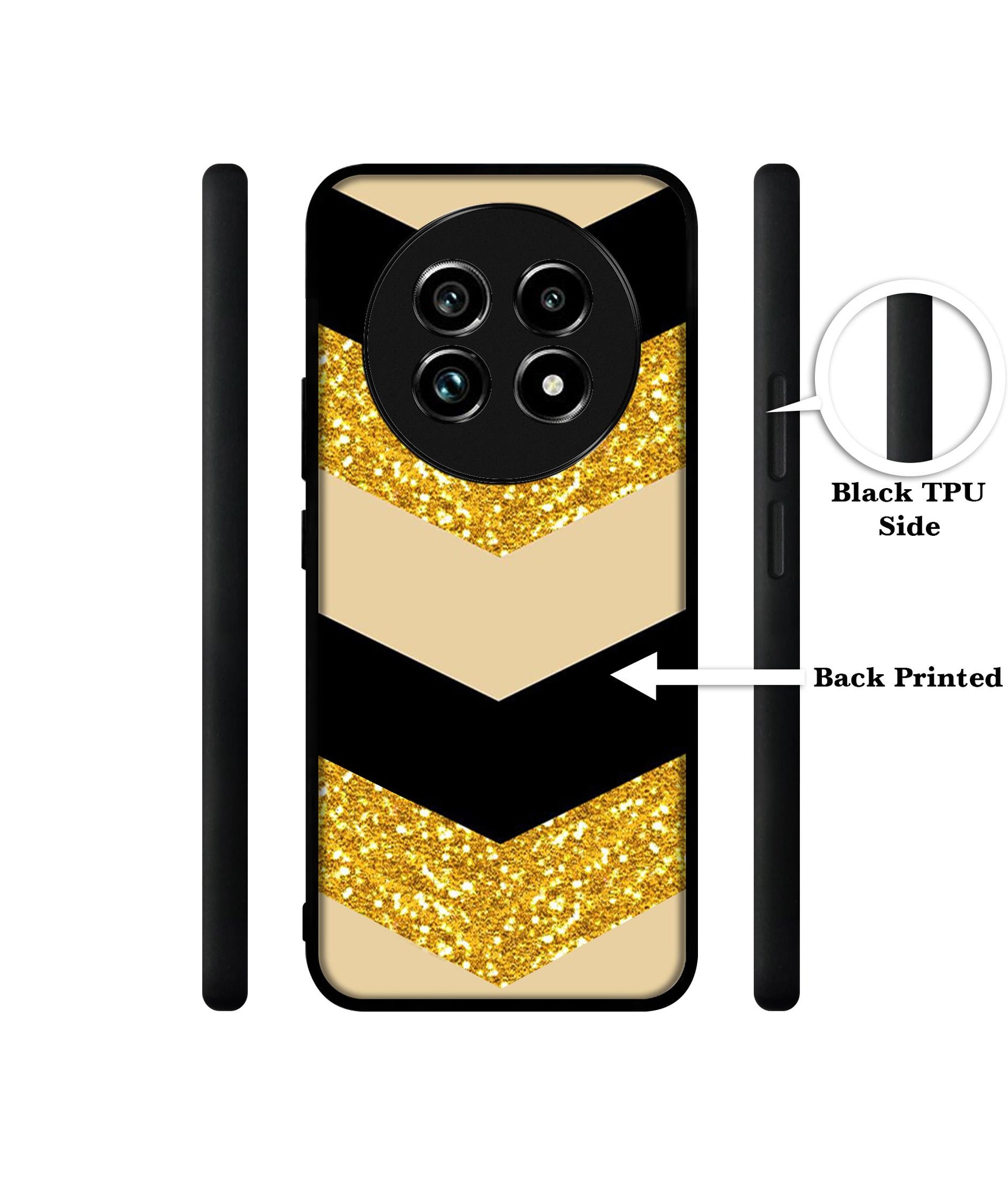 Black & Gold Design Designer 2D Printed Back Case Cover for Realme 13 Plus 5G / P1 Speed 5G