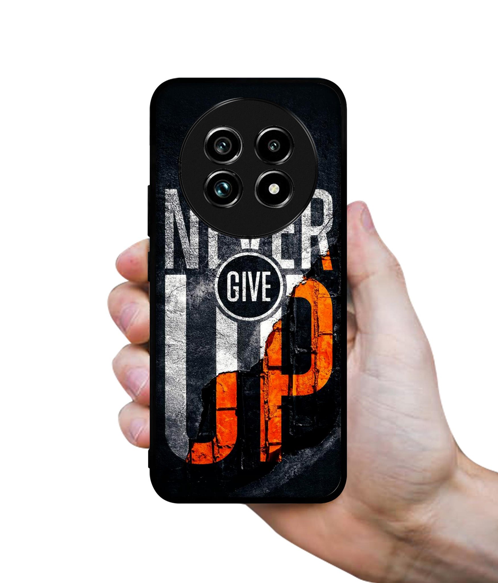 Never Give Up Design Designer 2D Printed Back Case Cover for Realme 13 Plus 5G / P1 Speed 5G