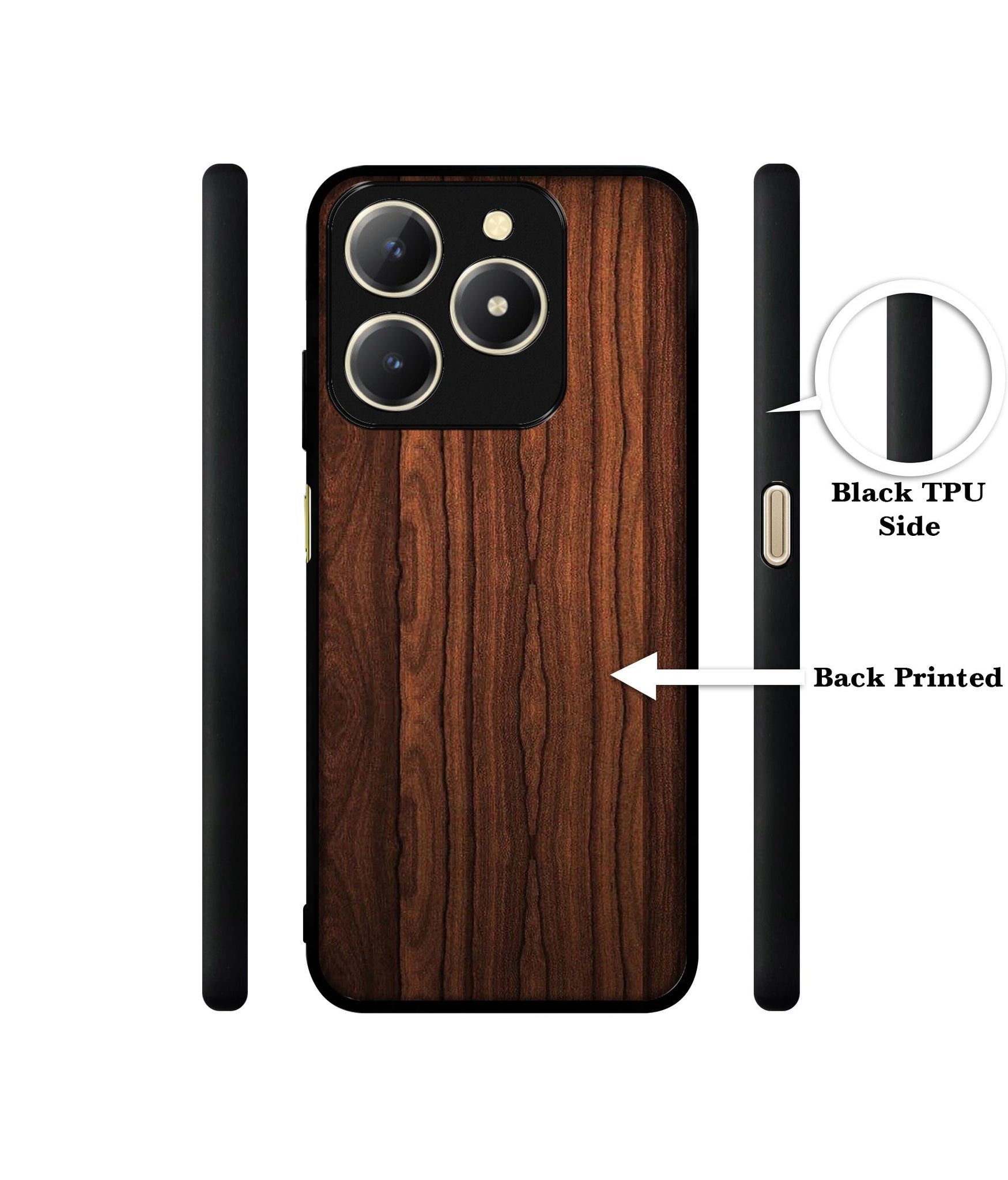 Brown Wooden Texture Design Designer 2D Printed Back Case Cover for Realme C61 4G