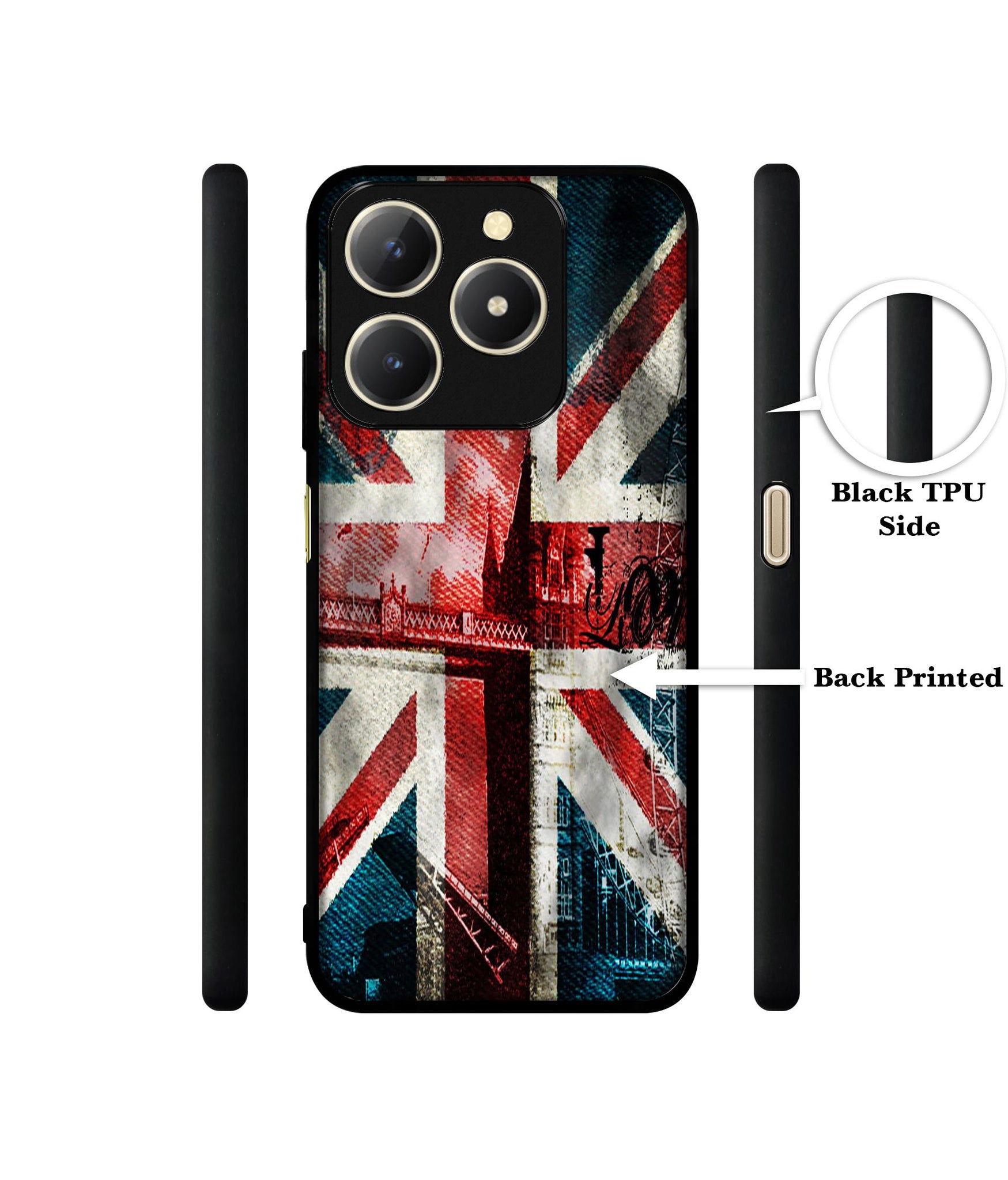 London Flag wallpaper Design Designer 2D Printed Back Case Cover for Realme C61 4G