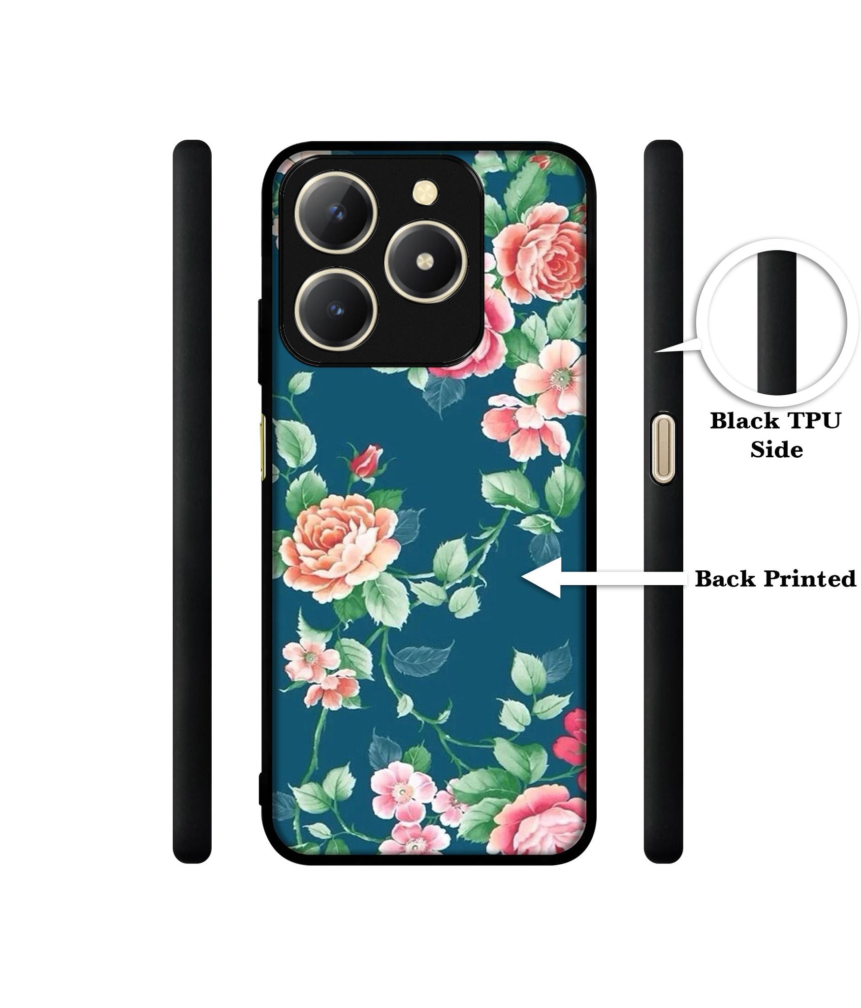 Vintage Floral Design Designer 2D Printed Back Case Cover for Realme C61 4G