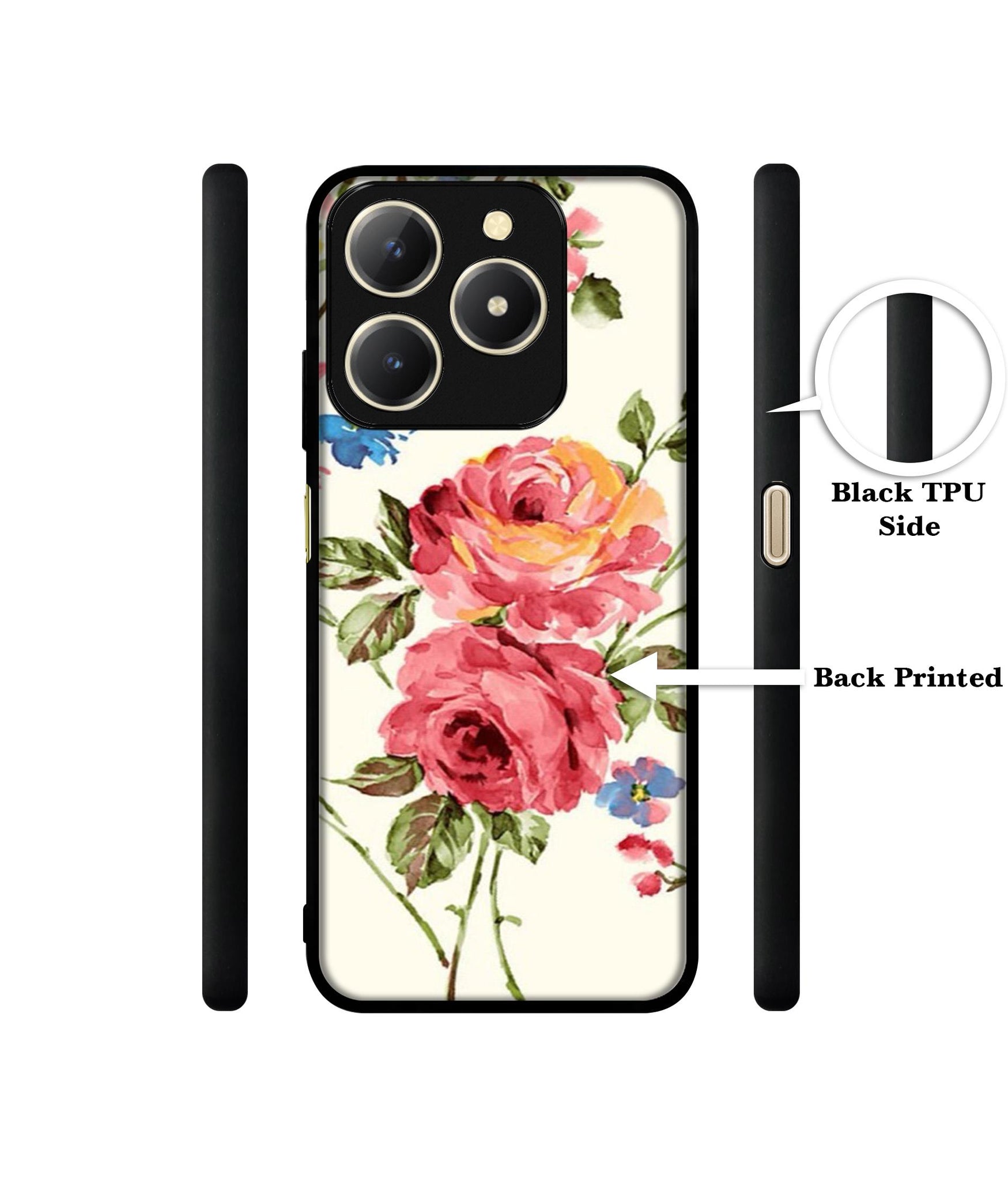 Vintage Painting Flower Design Designer 2D Printed Back Case Cover for Realme C61 4G