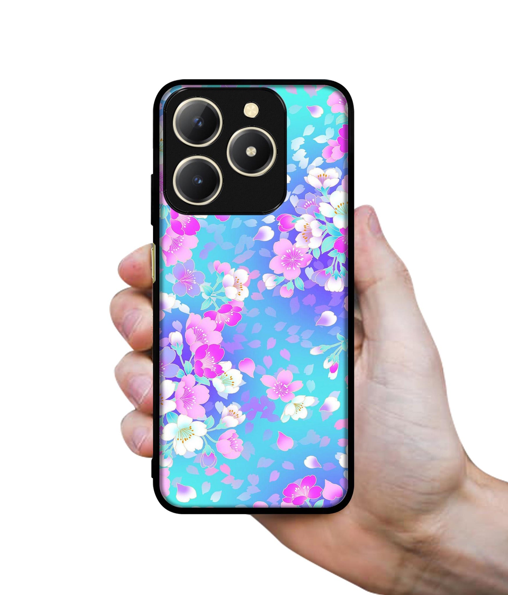 Floral Blue Pattern Design Designer 2D Printed Back Case Cover for Realme C61 4G