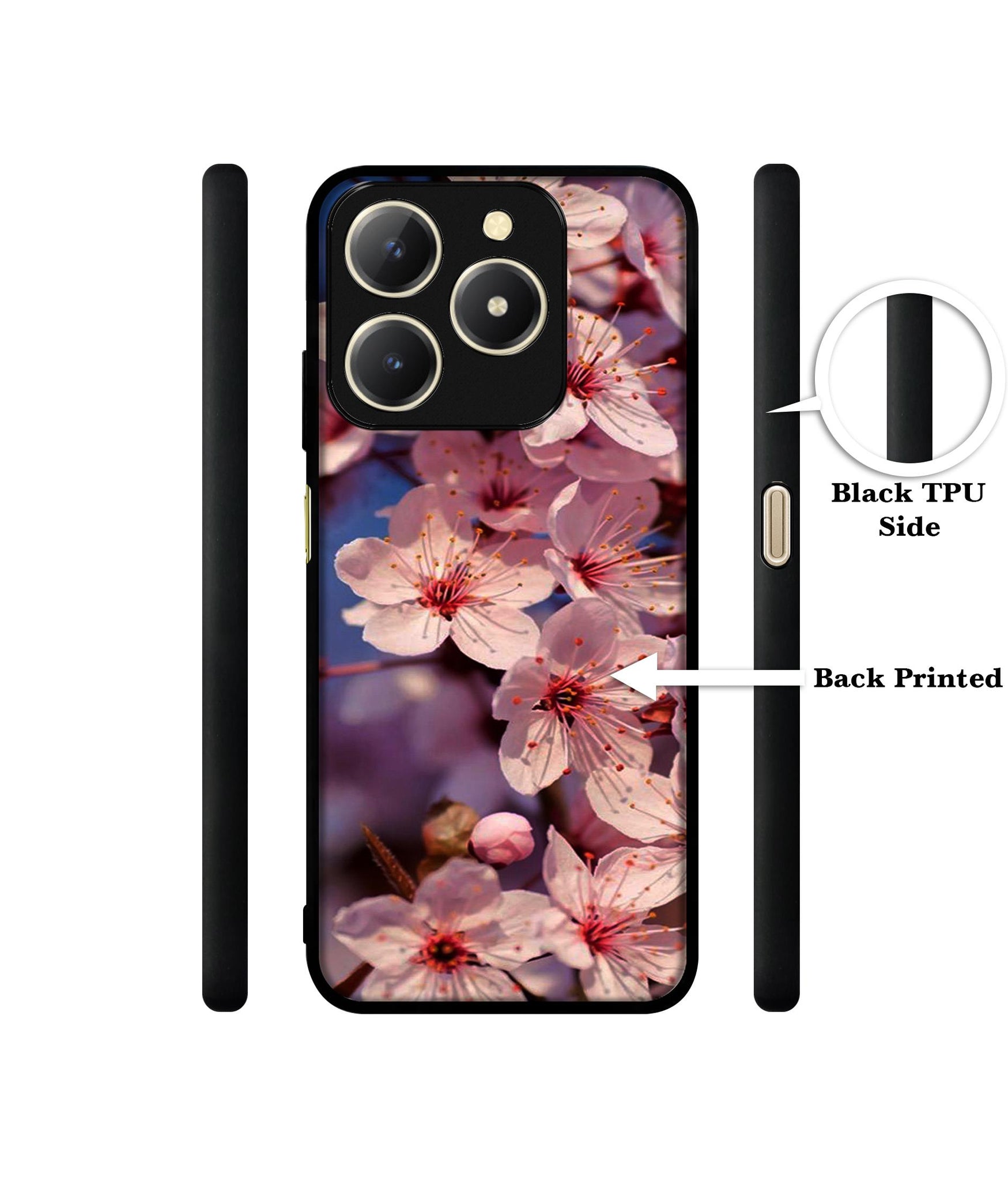 Pink Flowers Pattern Design Designer 2D Printed Back Case Cover for Realme C61 4G