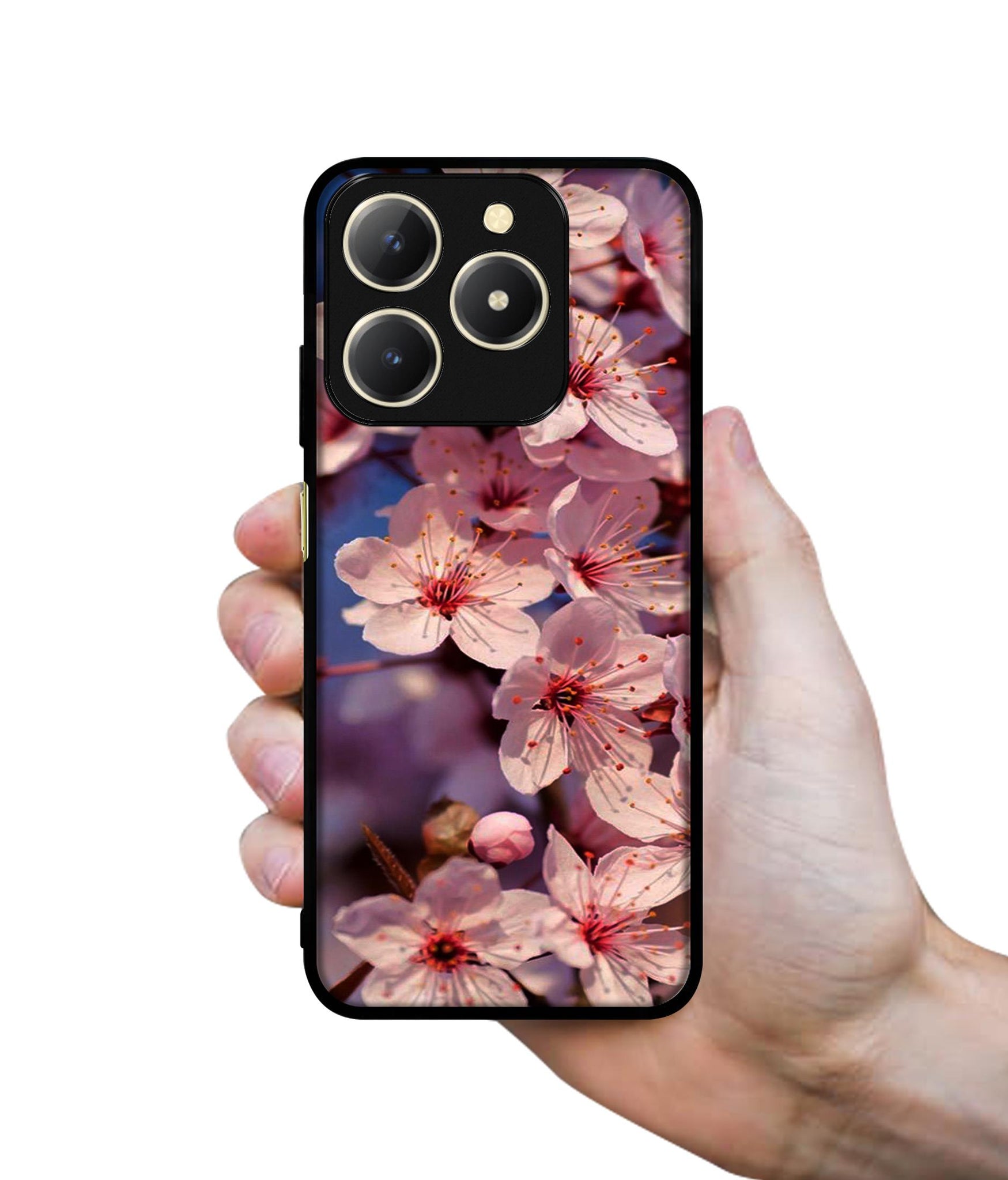 Pink Flowers Pattern Design Designer 2D Printed Back Case Cover for Realme C61 4G
