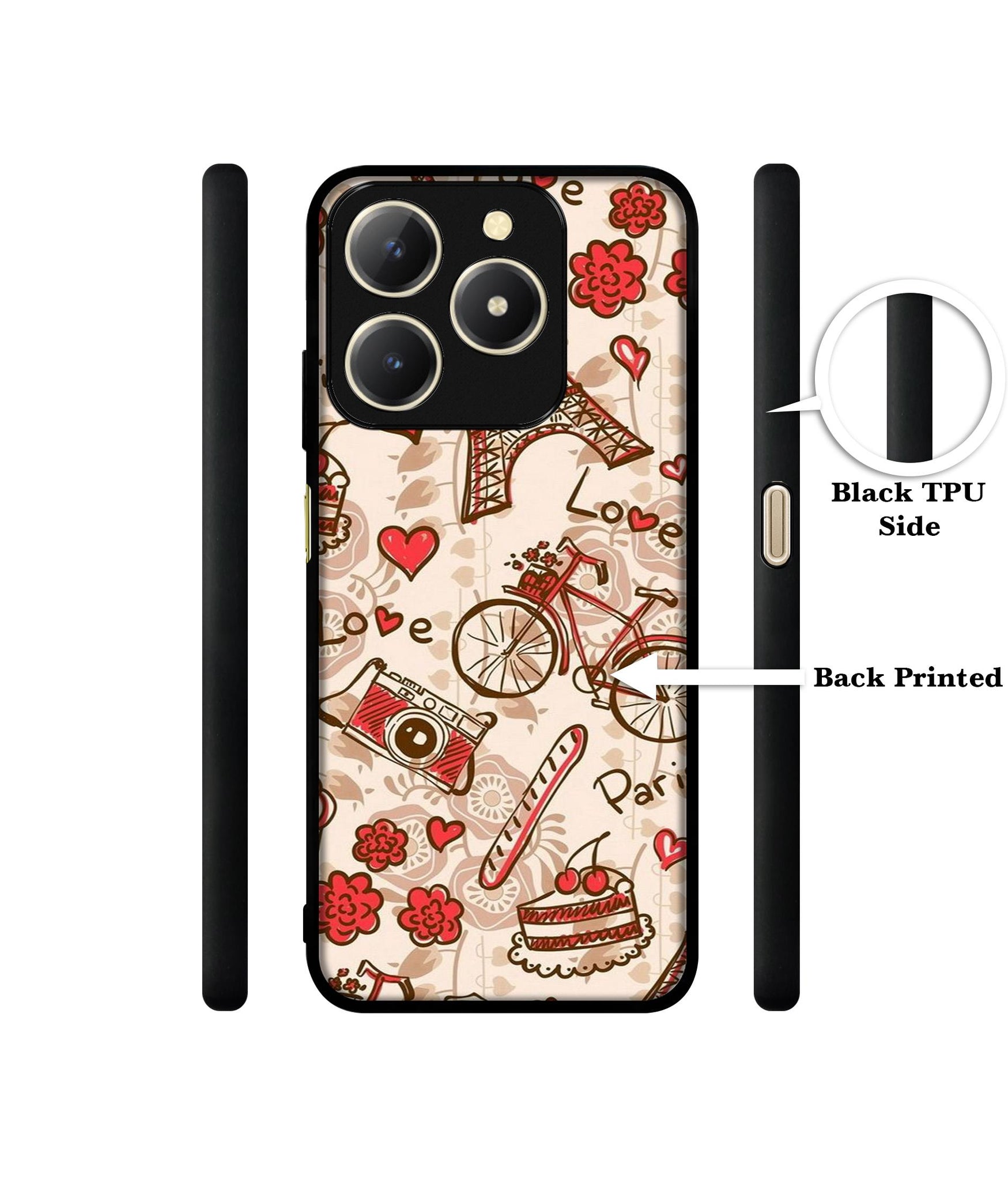 Vintage Paris Design Designer 2D Printed Back Case Cover for Realme C61 4G