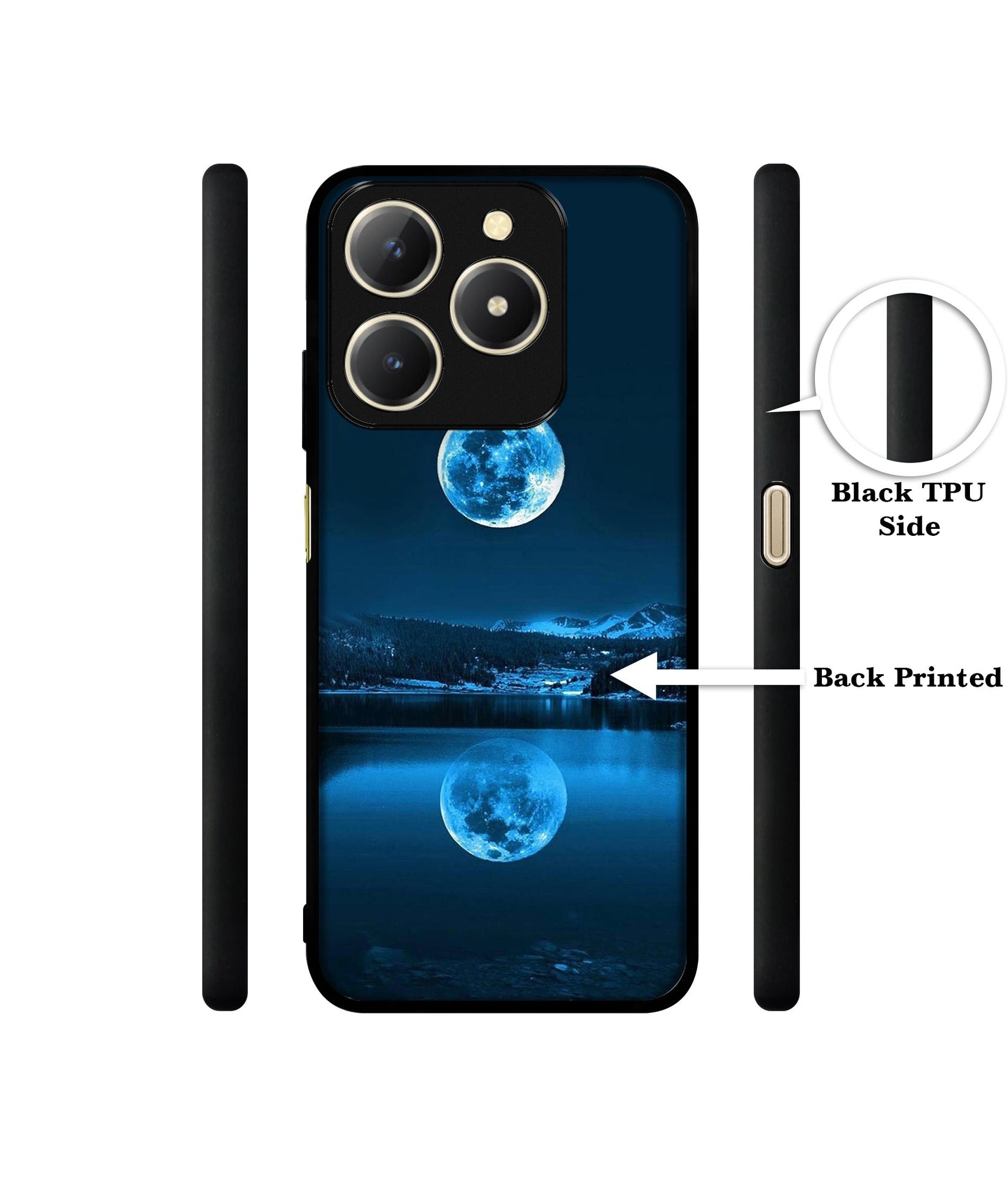 Moon Pattern Print Design Designer 2D Printed Back Case Cover for Realme C61 4G