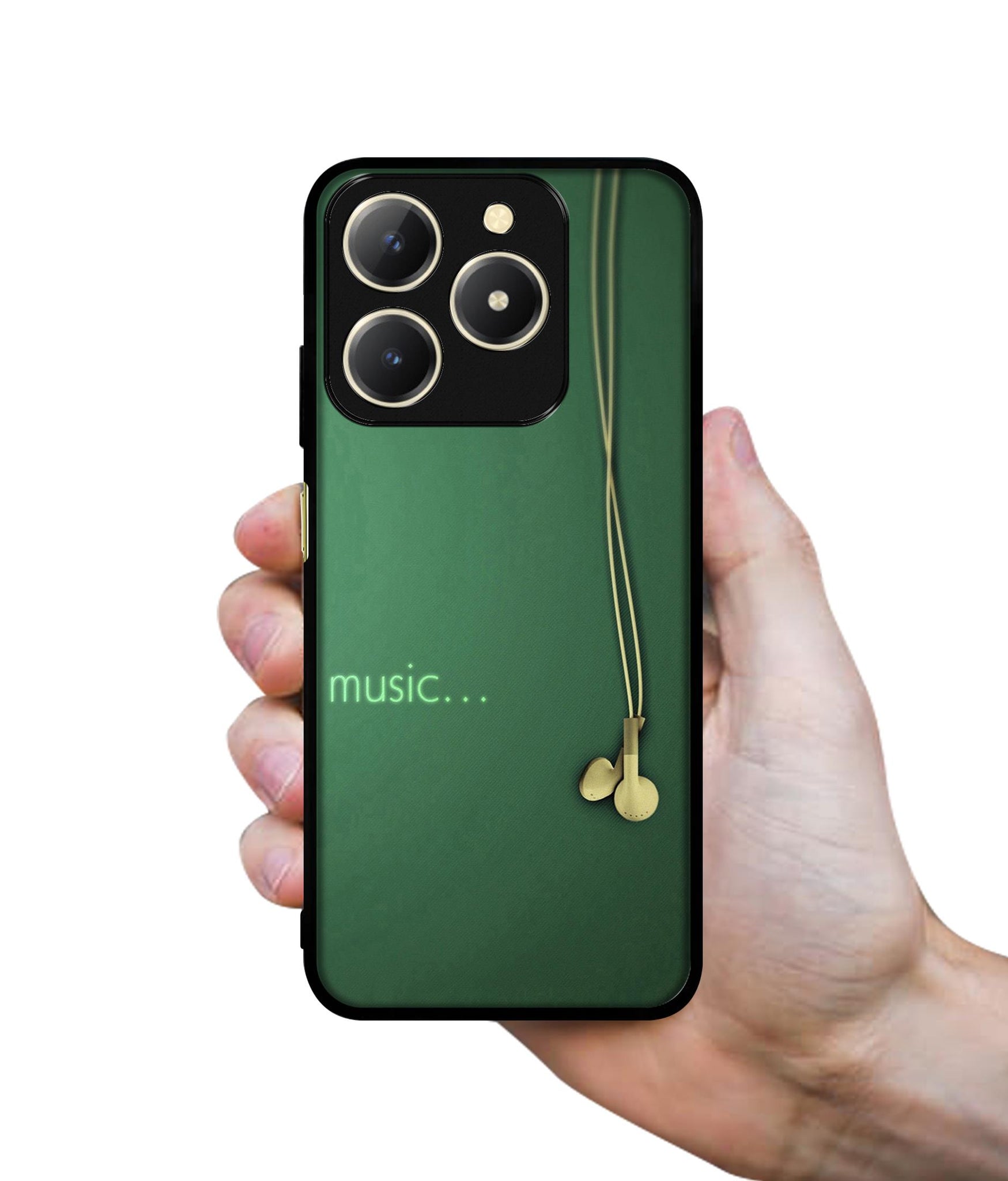 Headphone Music Design Designer 2D Printed Back Case Cover for Realme C61 4G